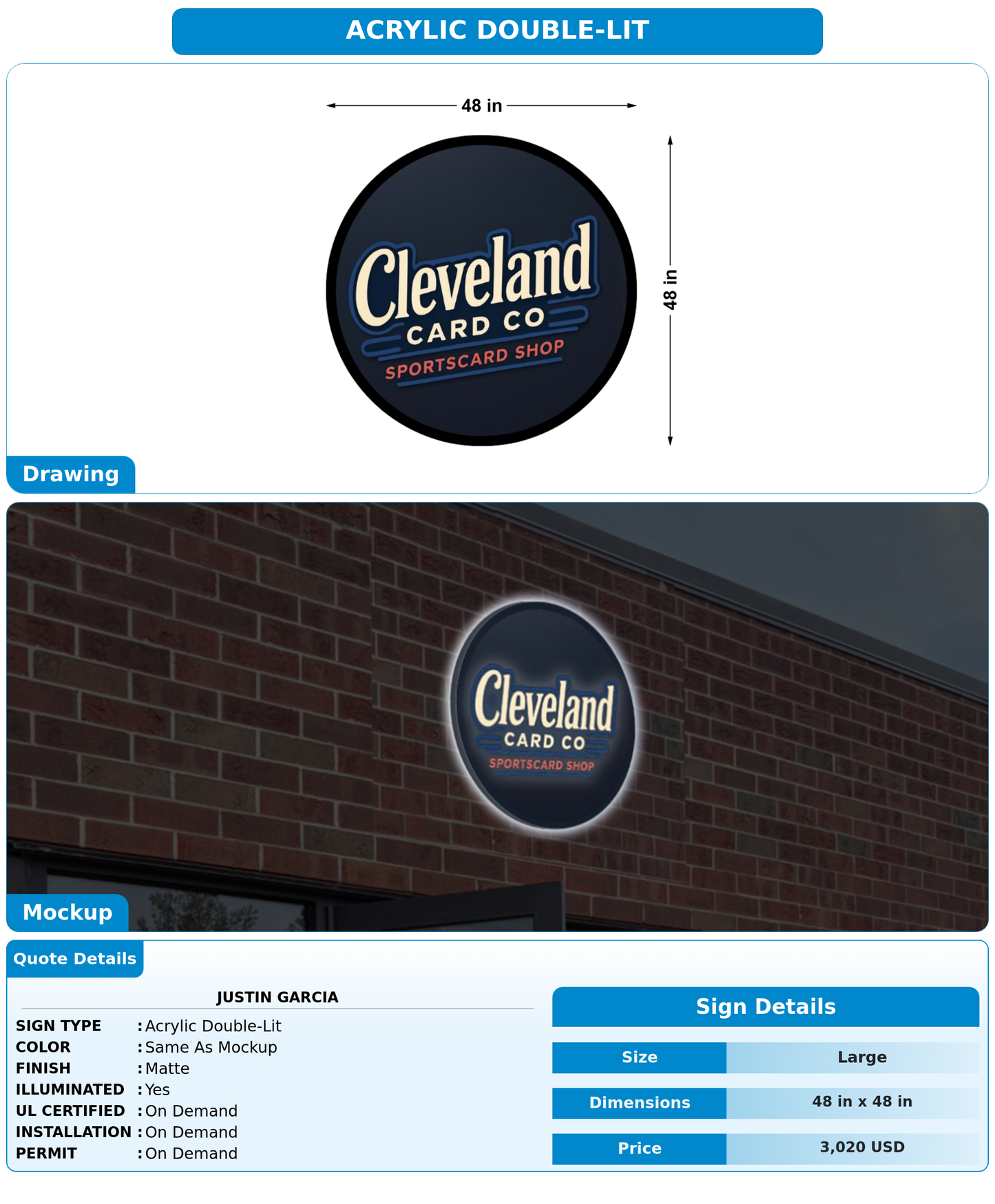 CUSTOM MOCKUP SIGN FOR Justin Garcia