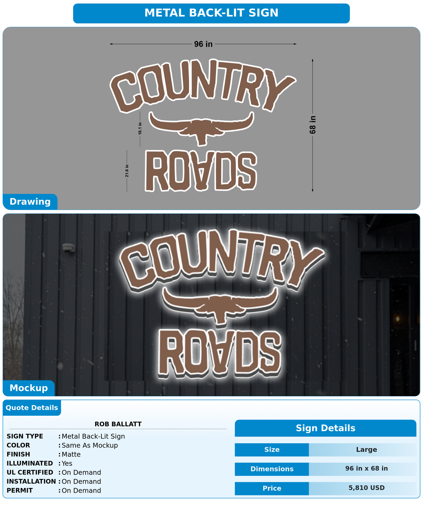 CUSTOM MOCKUP SIGN FOR Rob Ballatt