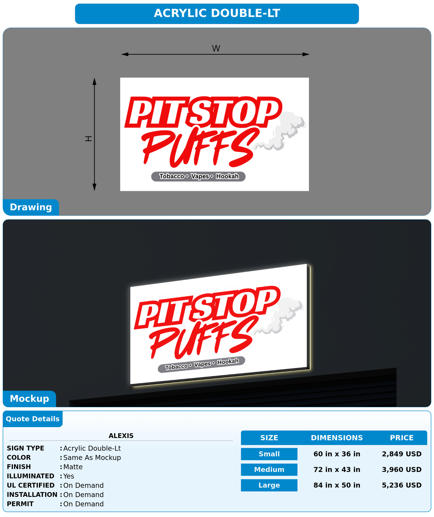 CUSTOM MOCKUP SIGN FOR Alexis