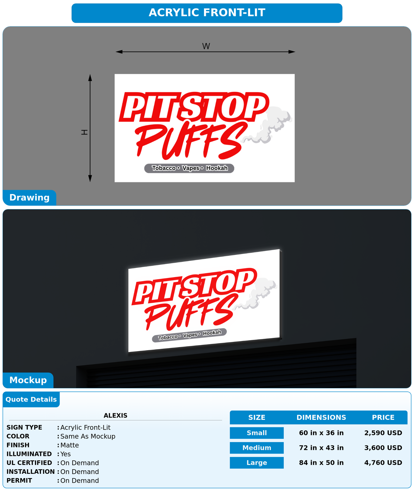 CUSTOM MOCKUP SIGN FOR Alexis