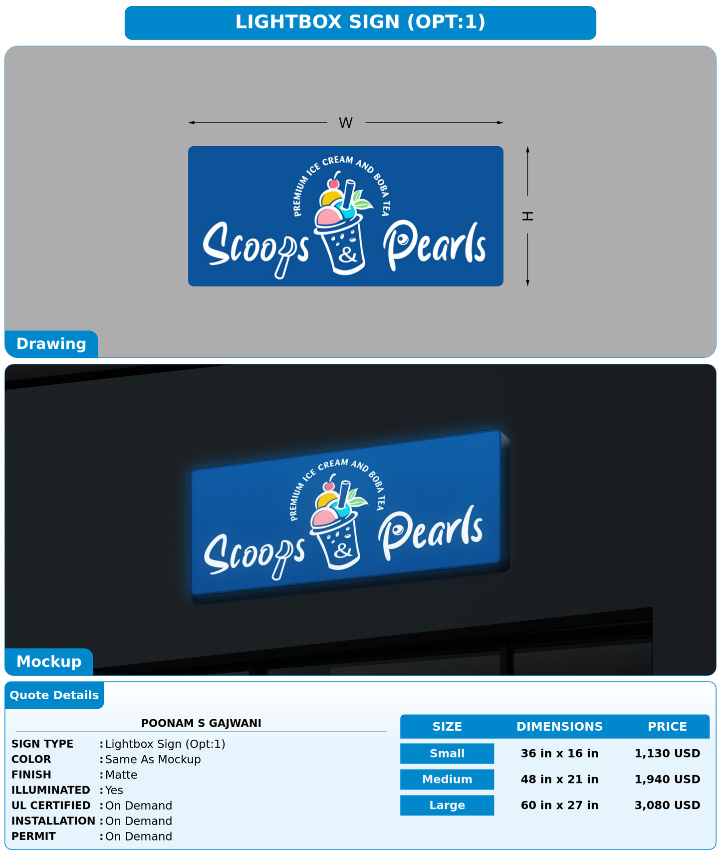 CUSTOM MOCKUP SIGN FOR Poonam S Gajwani