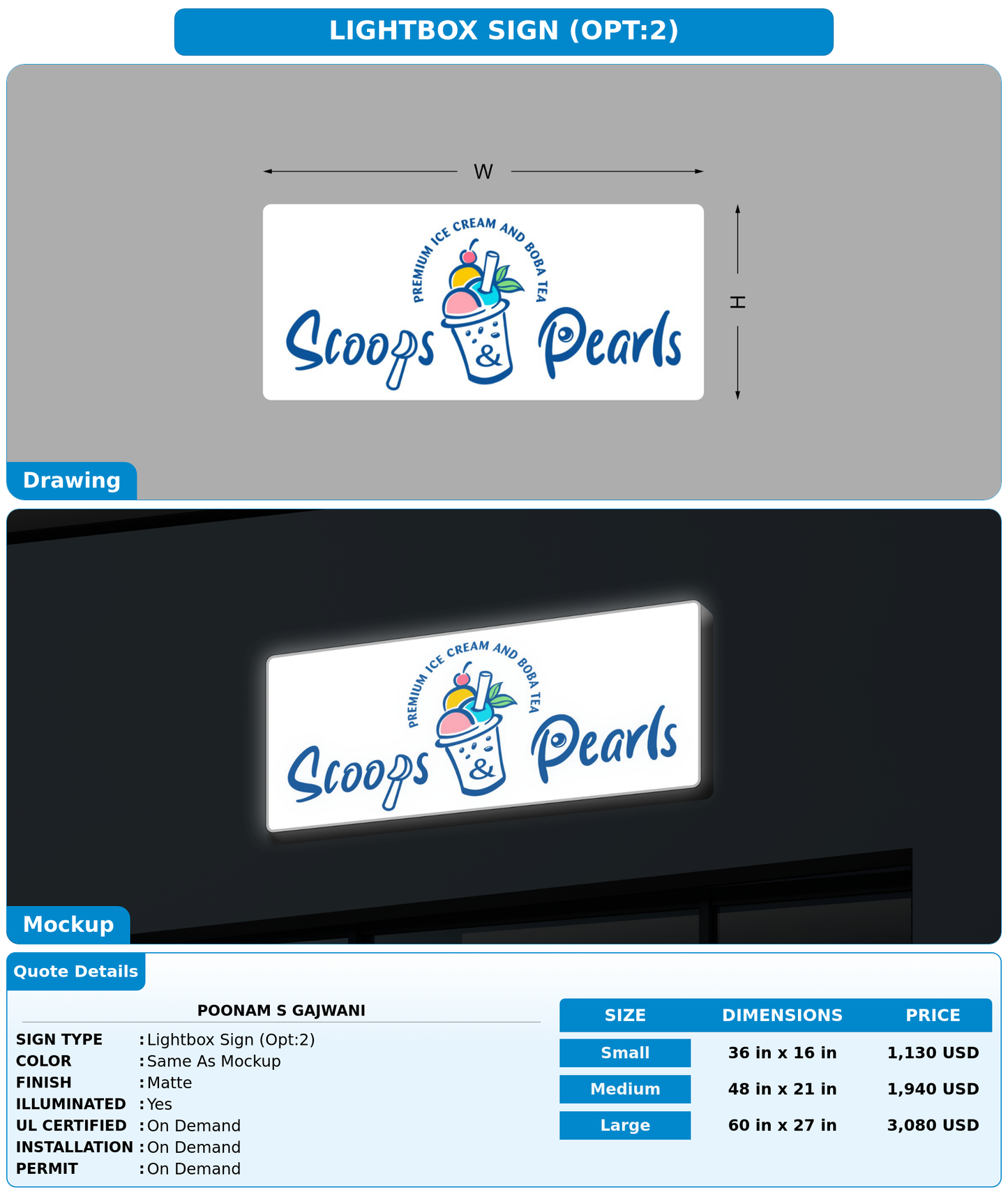 CUSTOM MOCKUP SIGN FOR Poonam S Gajwani