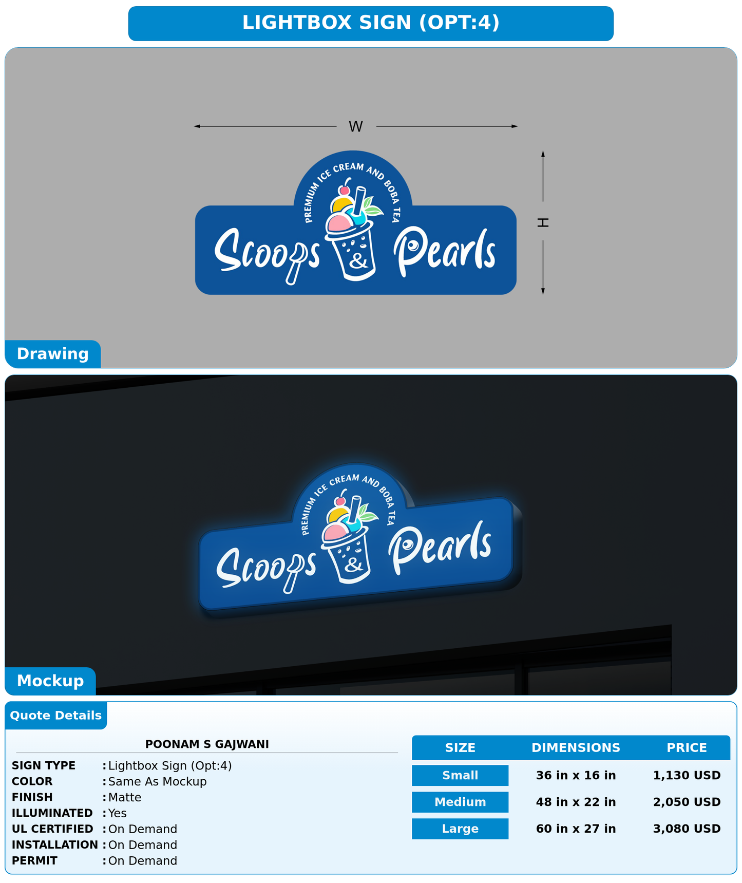 CUSTOM MOCKUP SIGN FOR Poonam S Gajwani