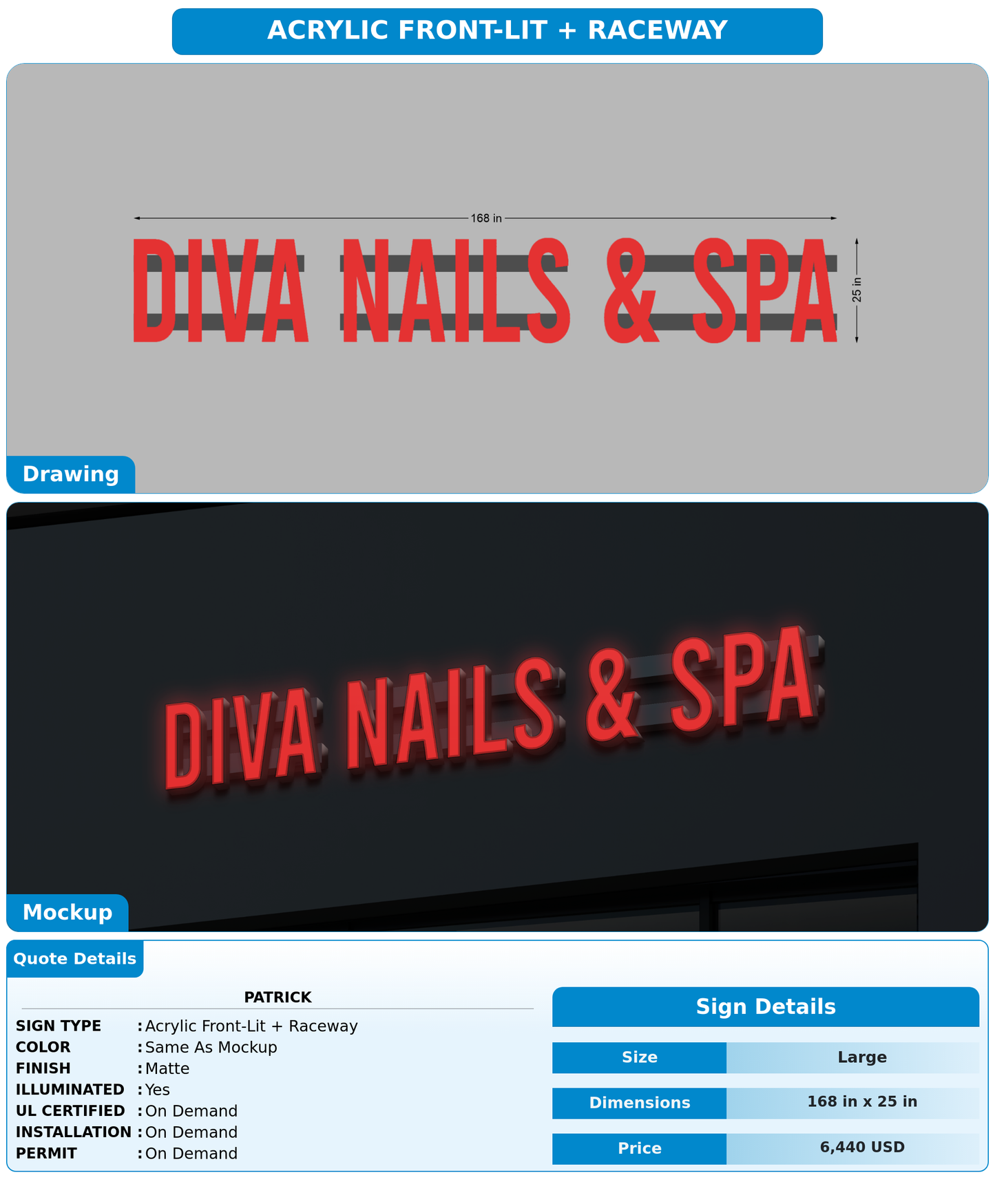 CUSTOM MOCKUP SIGN FOR Patrick