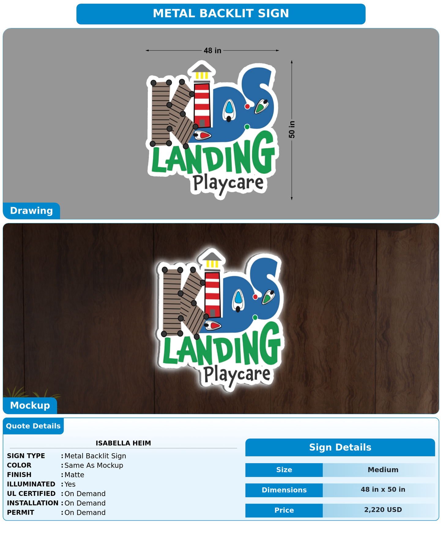 CUSTOM MOCKUP SIGN FOR isabella heim