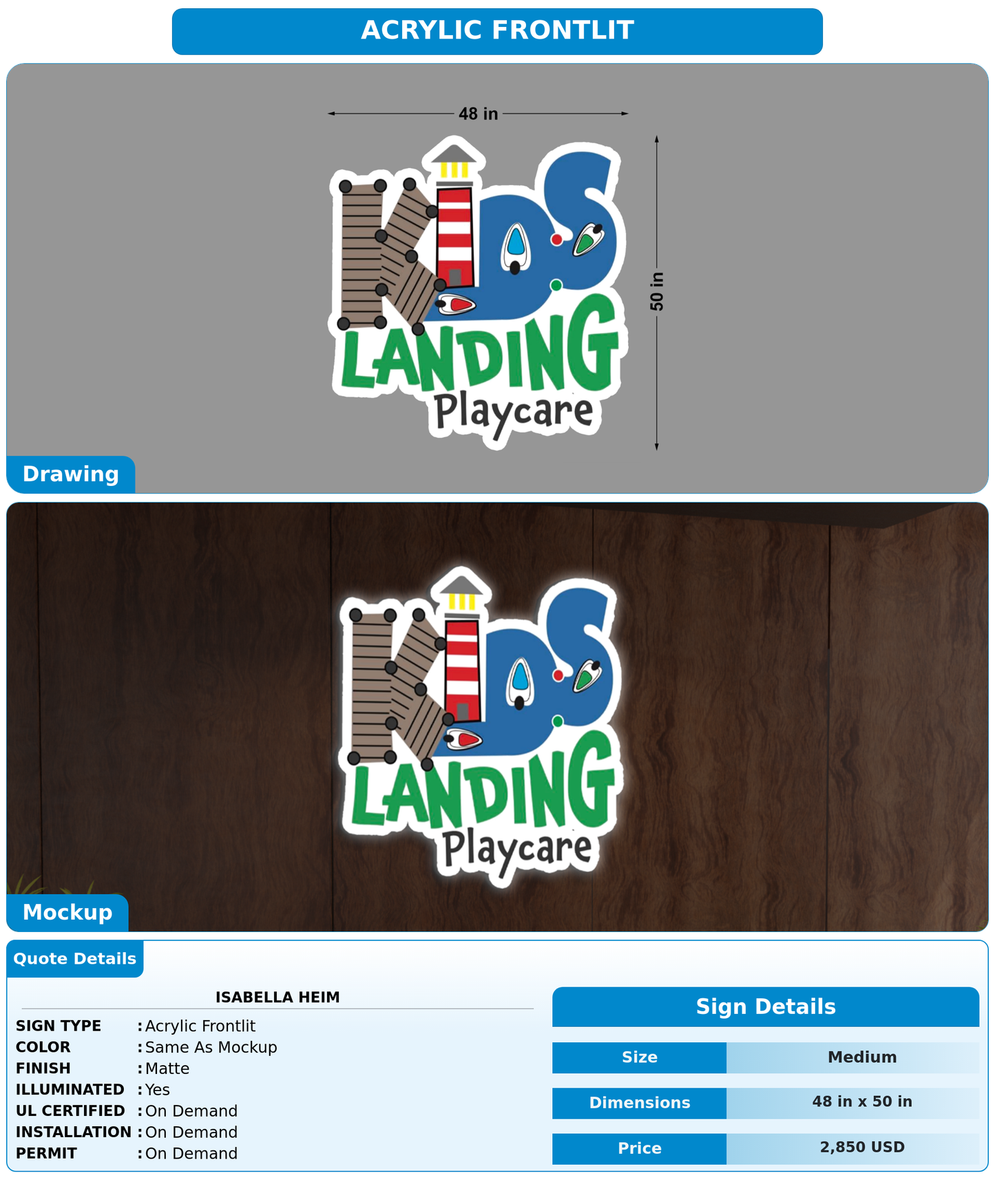 CUSTOM MOCKUP SIGN FOR isabella heim