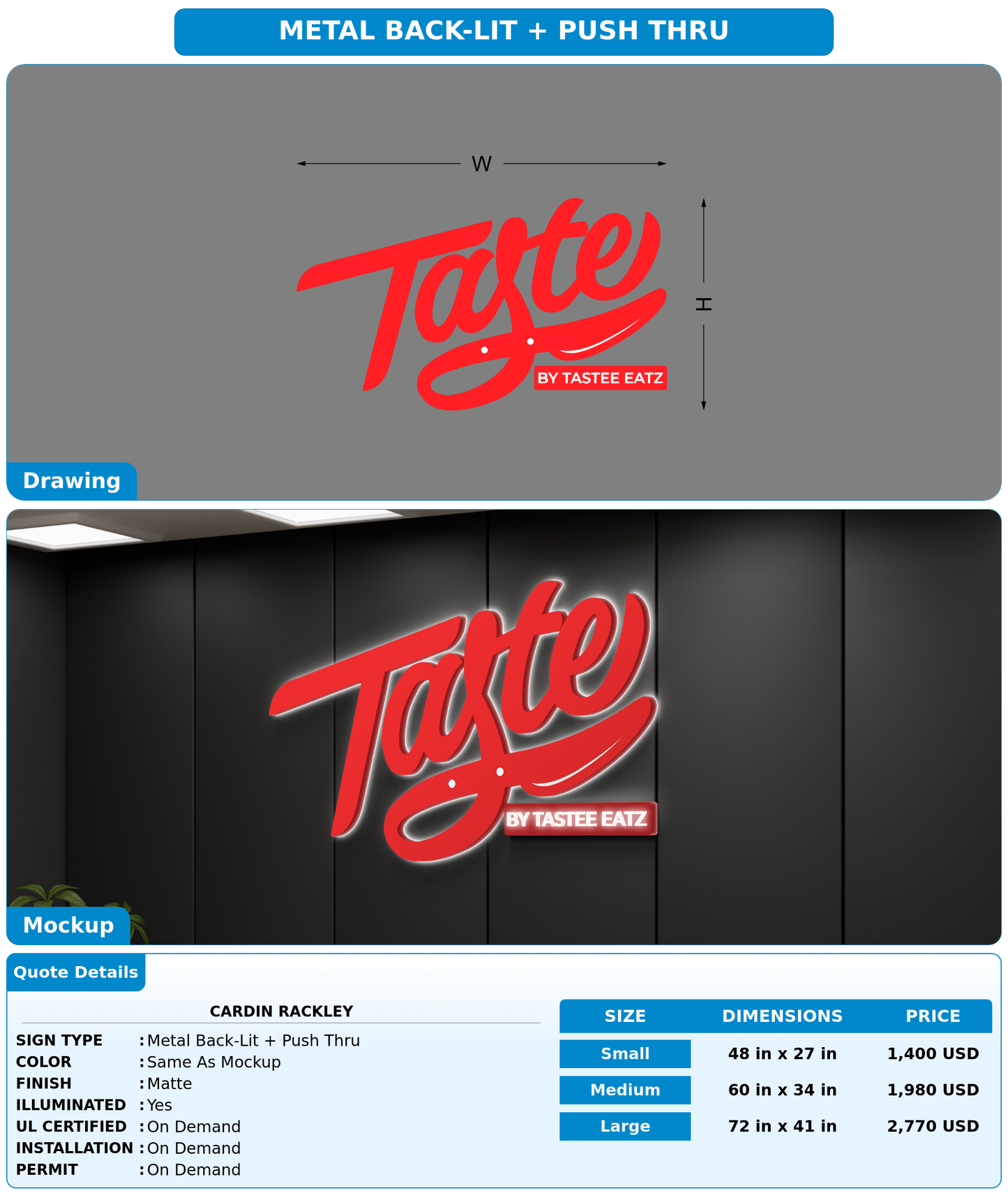 CUSTOM MOCKUP SIGN FOR Cardin Rackley