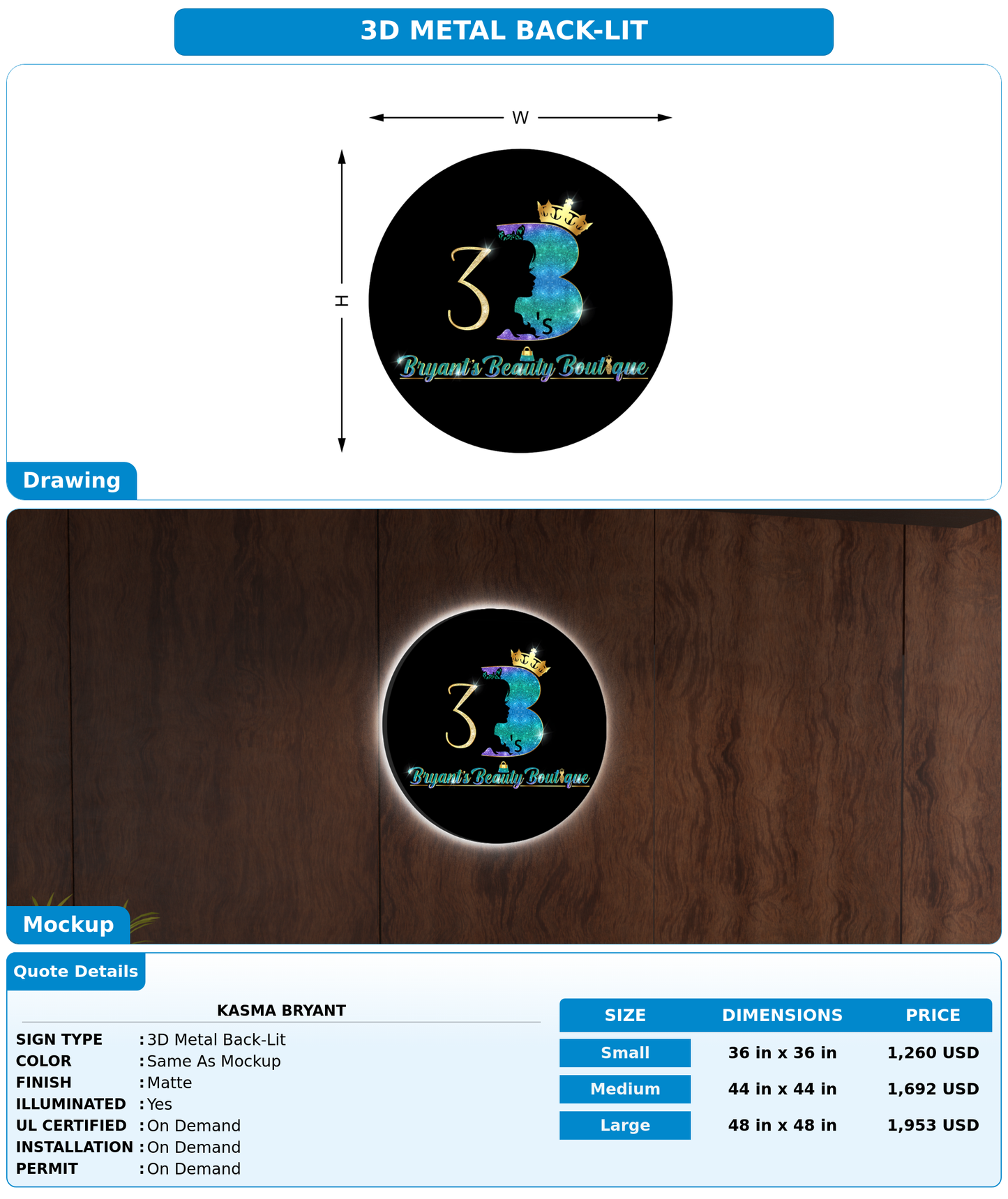 CUSTOM MOCKUP SIGN FOR Kasma Bryant