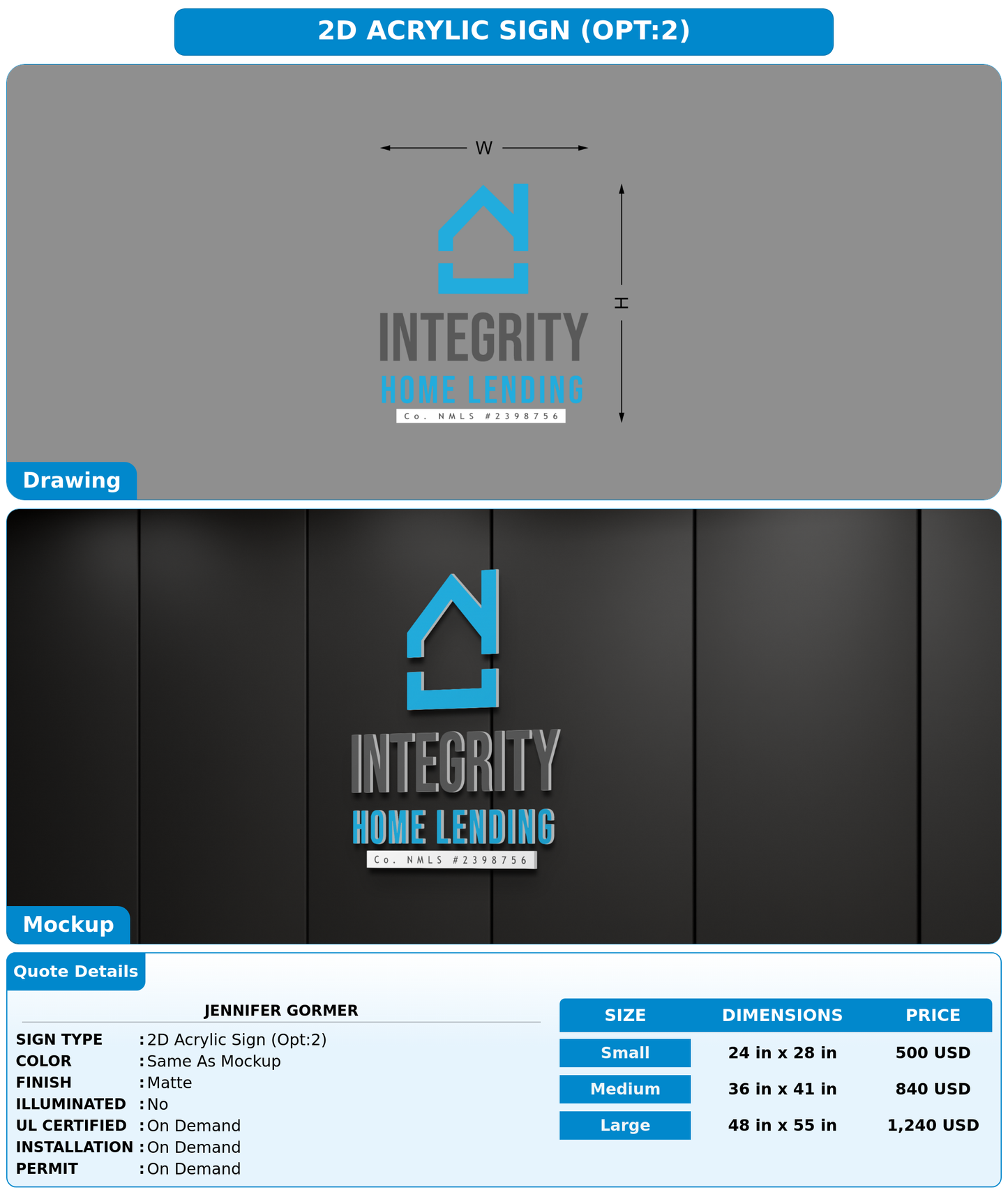 CUSTOM MOCKUP SIGN FOR Jennifer Gormer