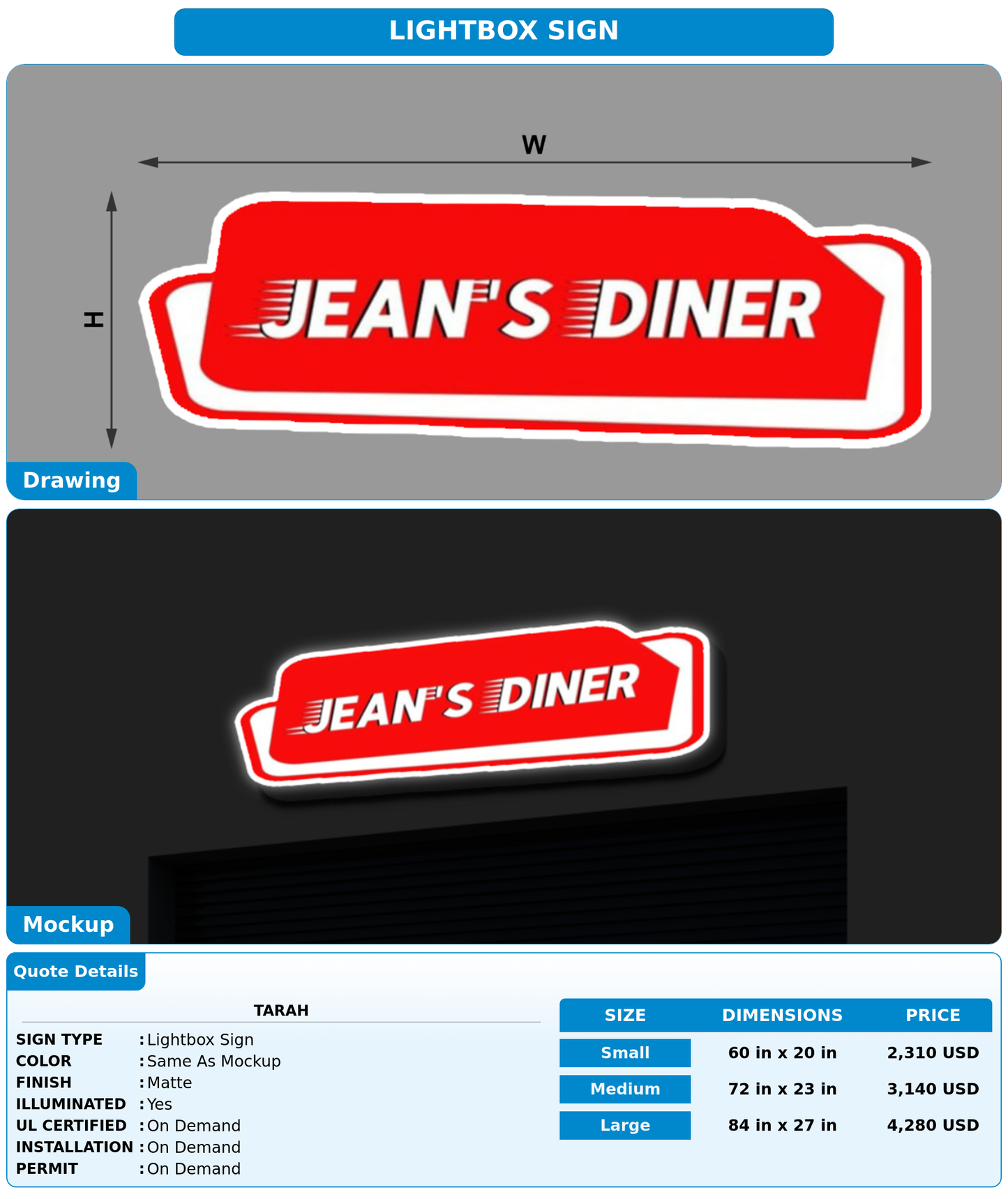 CUSTOM MOCKUP SIGN FOR Tarah