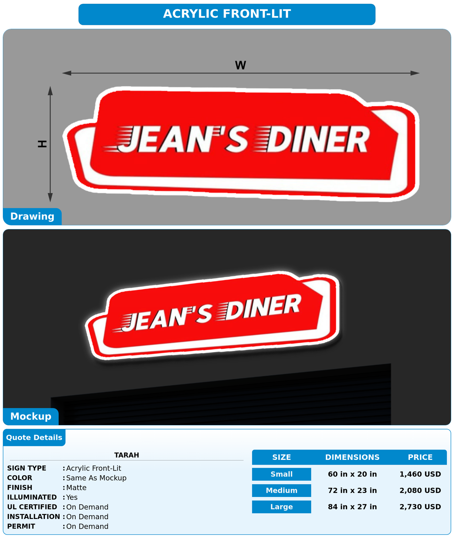 CUSTOM MOCKUP SIGN FOR Tarah