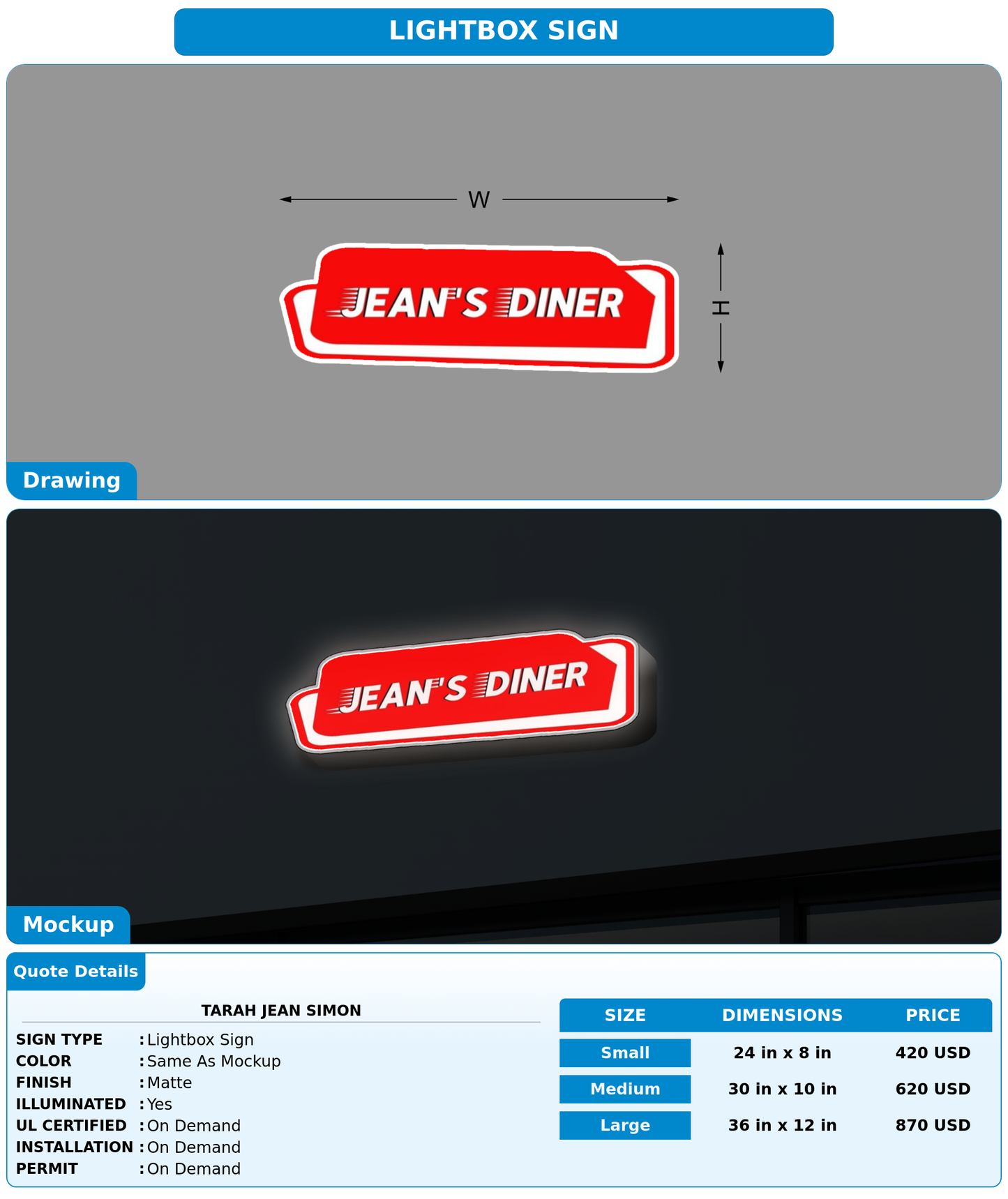 CUSTOM MOCKUP SIGN FOR Tarah Jean Simon