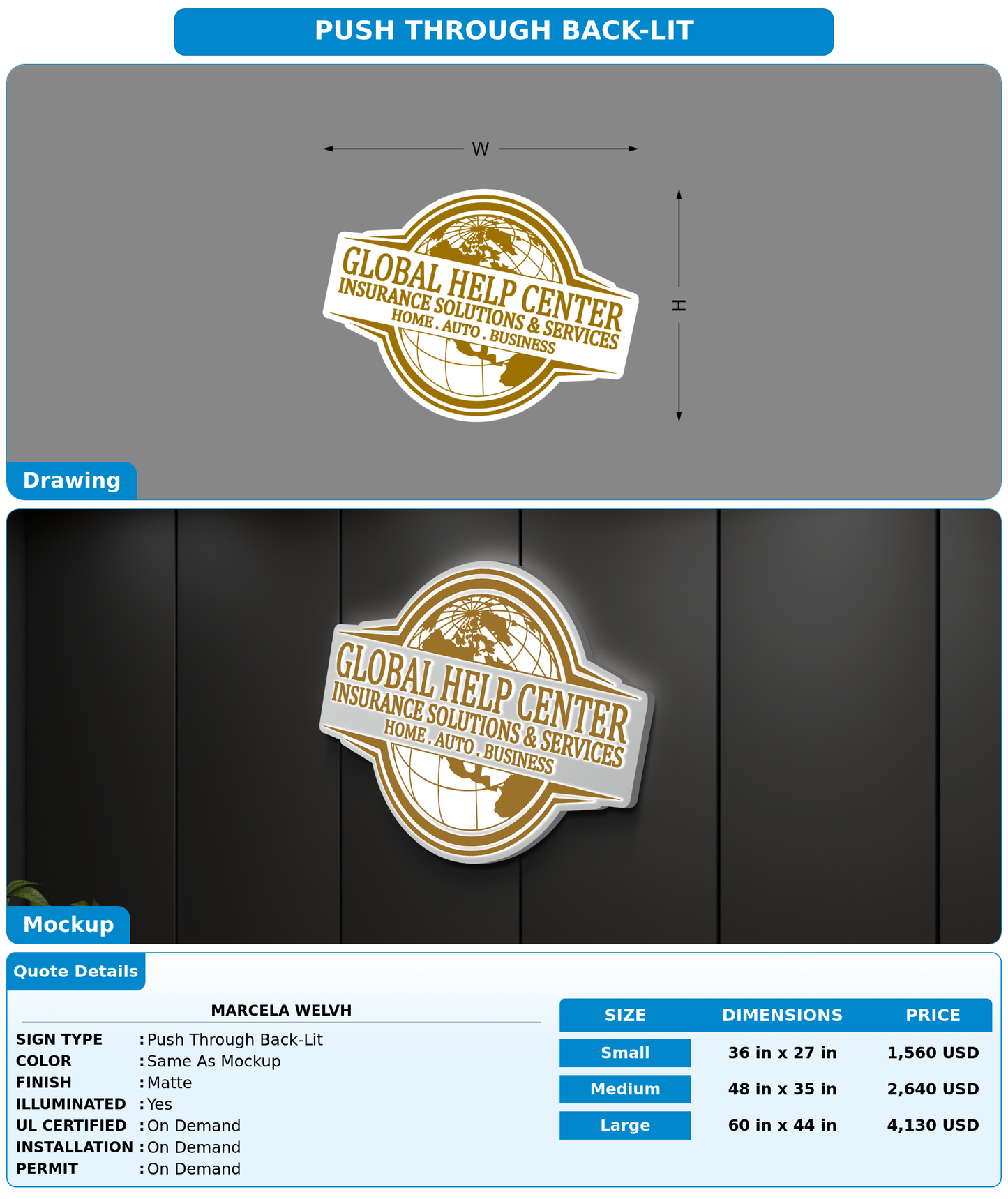 CUSTOM MOCKUP SIGN FOR Marcela Welvh
