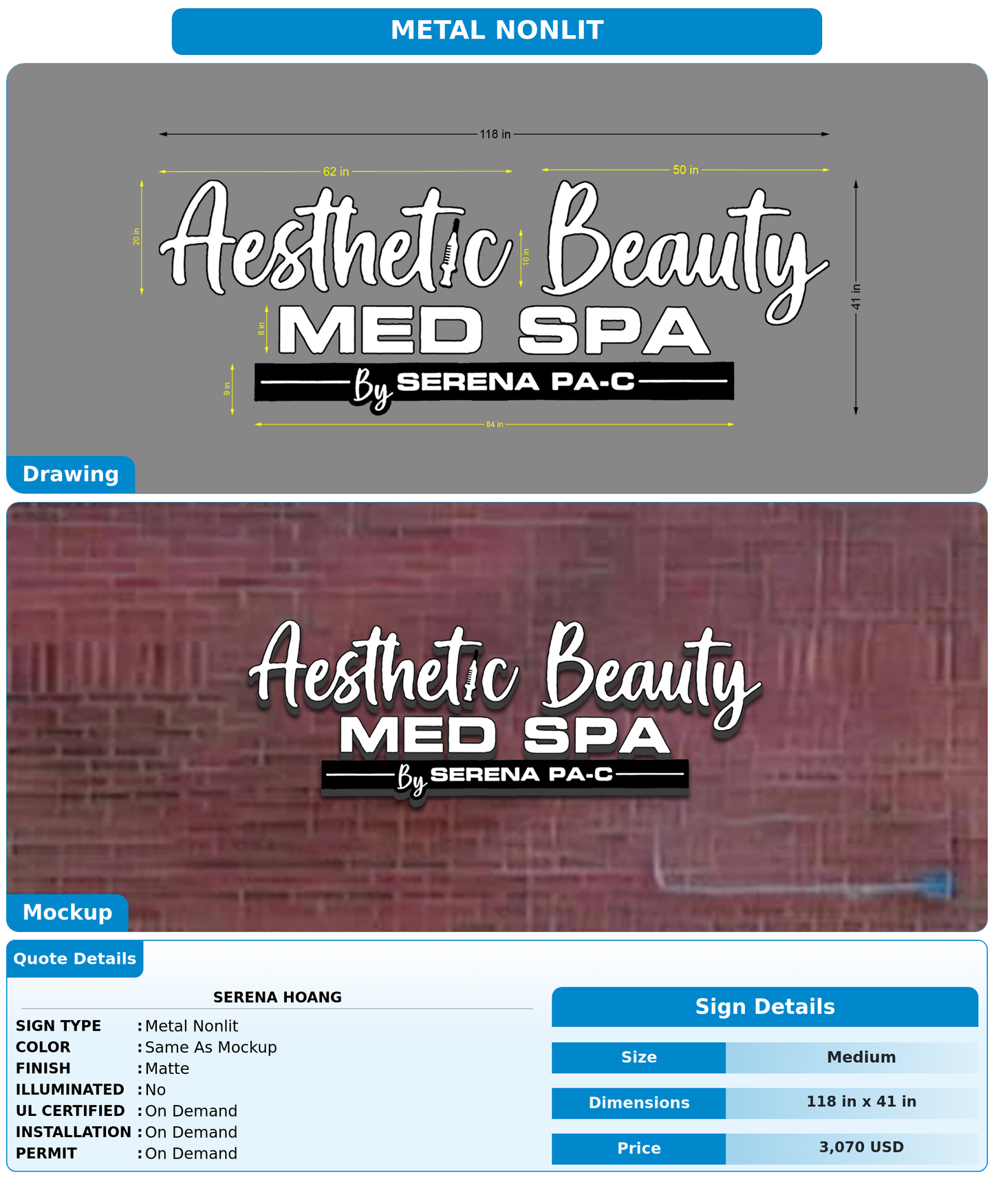 CUSTOM MOCKUP SIGN FOR Serena Hoang