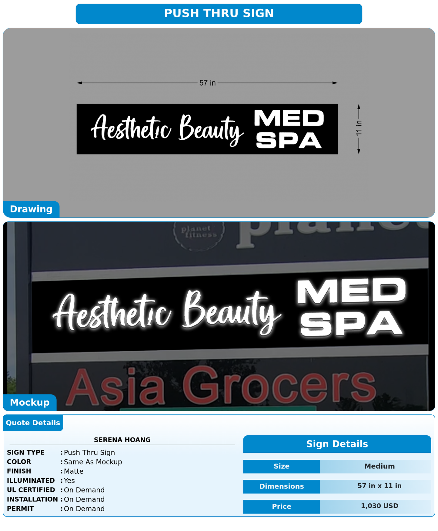 CUSTOM MOCKUP SIGN FOR Serena Hoang