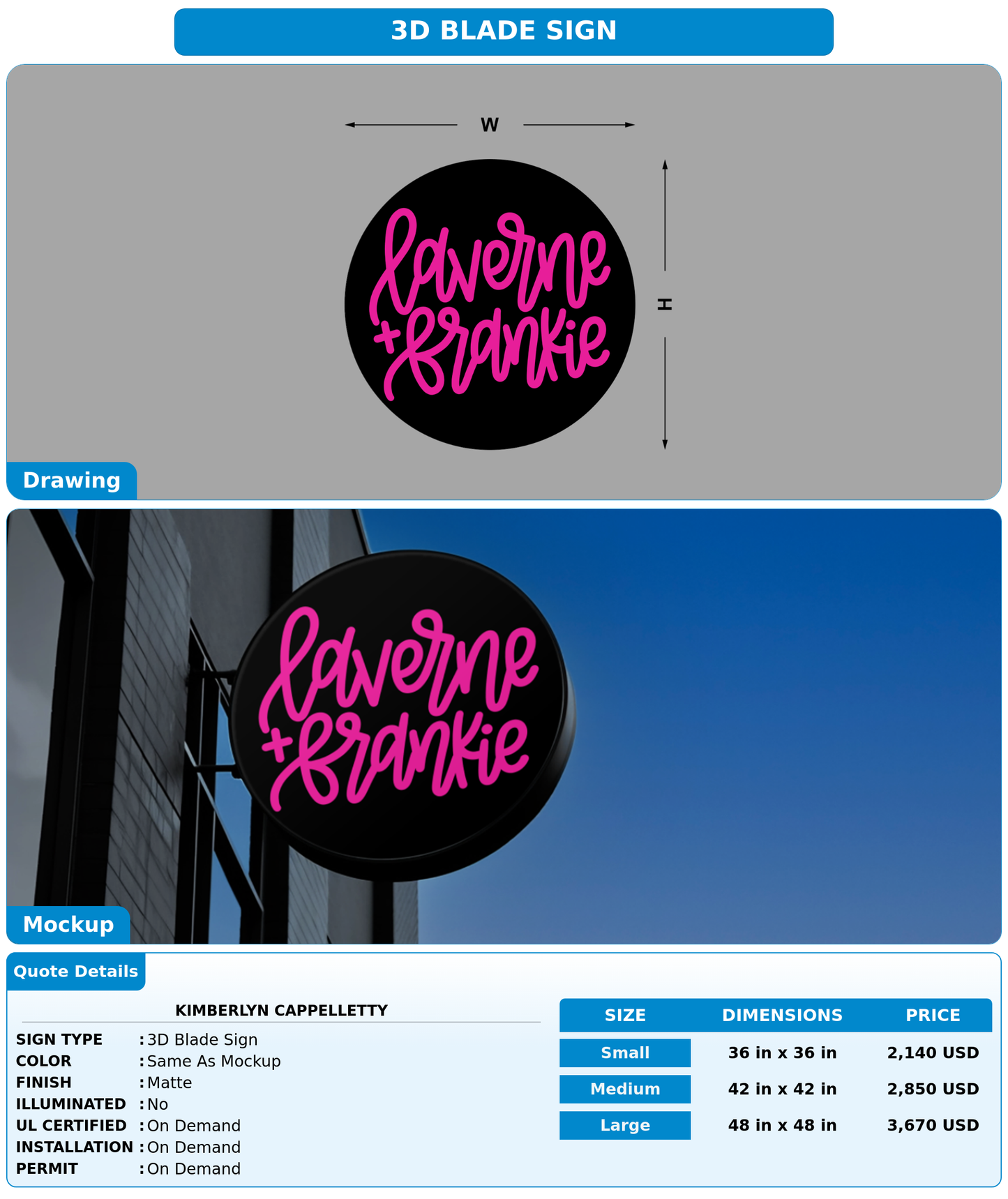 CUSTOM MOCKUP SIGN FOR Kimberlyn Cappelletty