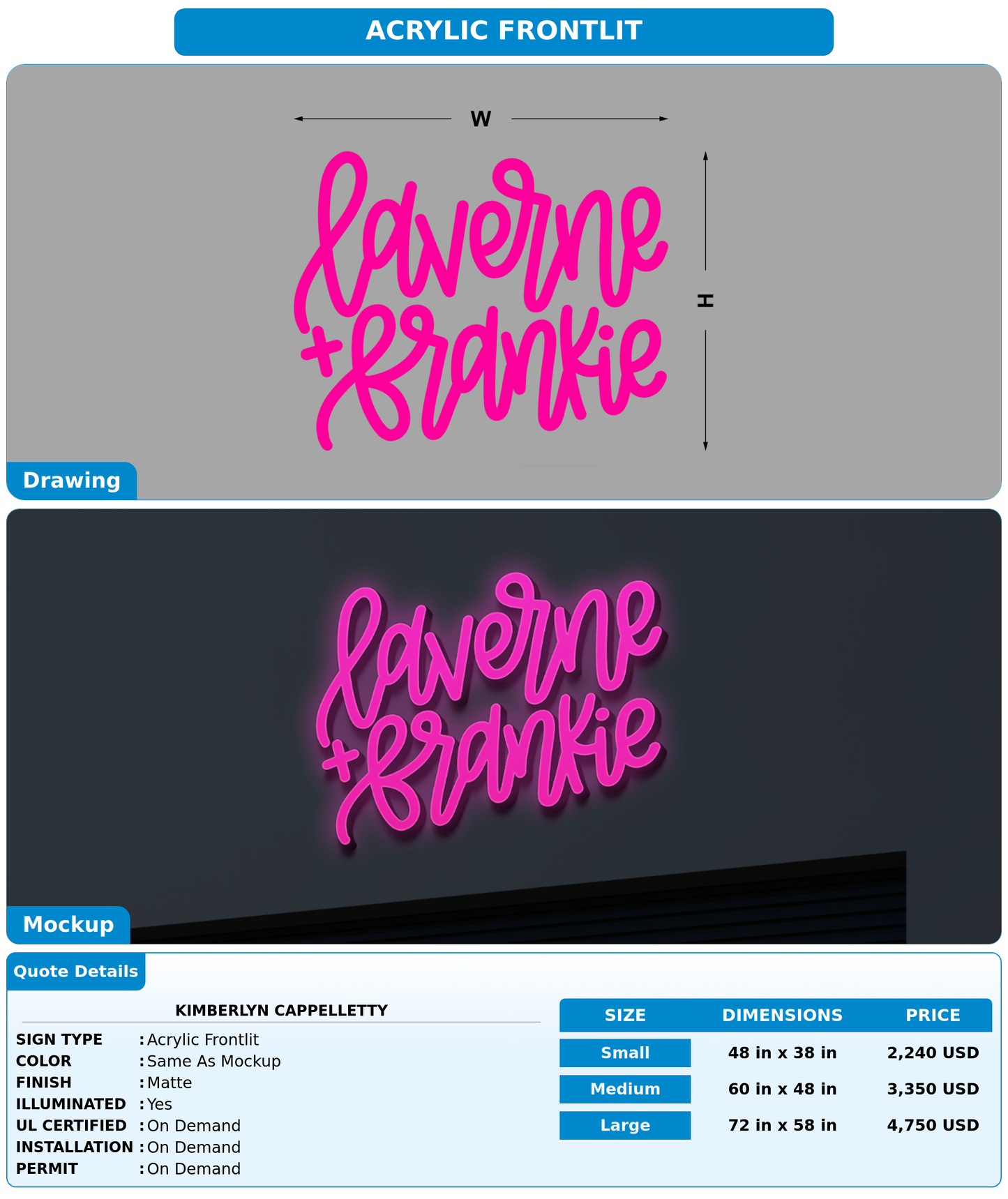CUSTOM MOCKUP SIGN FOR Kimberlyn Cappelletty