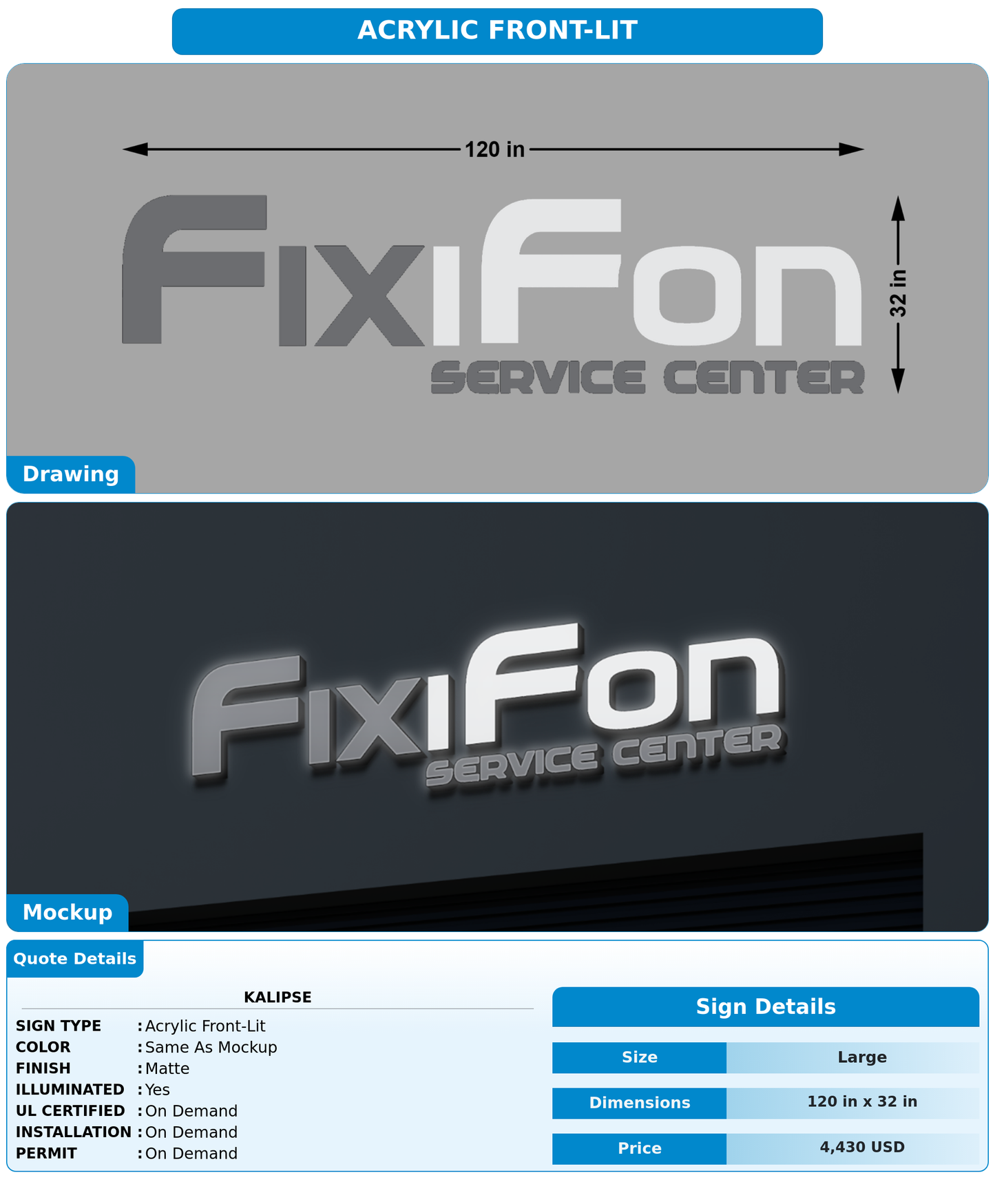 CUSTOM MOCKUP SIGN FOR Kalipse