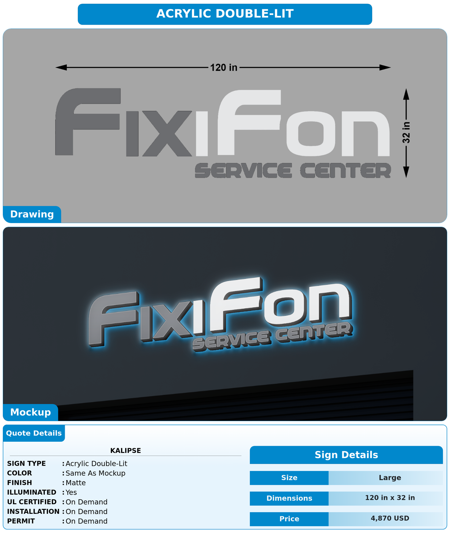 CUSTOM MOCKUP SIGN FOR Kalipse