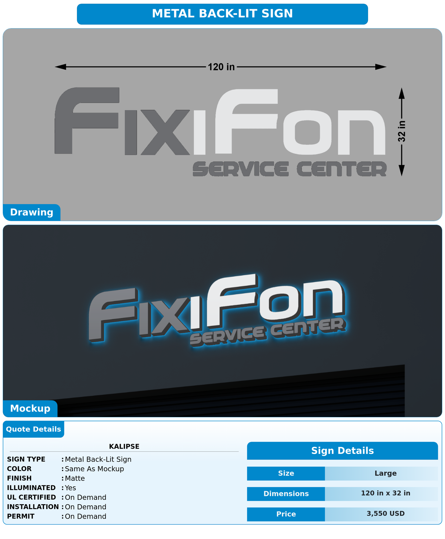 CUSTOM MOCKUP SIGN FOR Kalipse