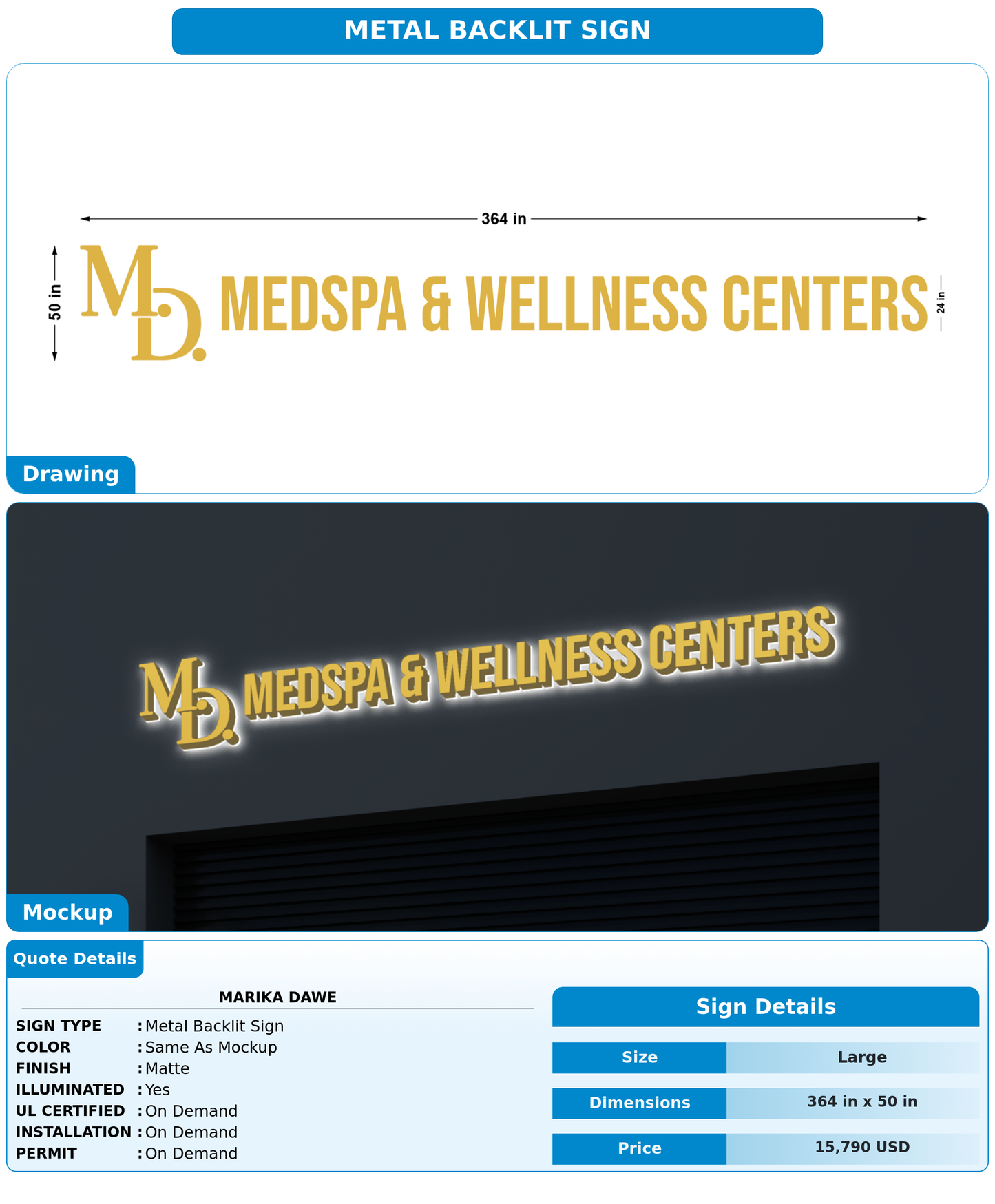 CUSTOM MOCKUP SIGN FOR Marika Dawe