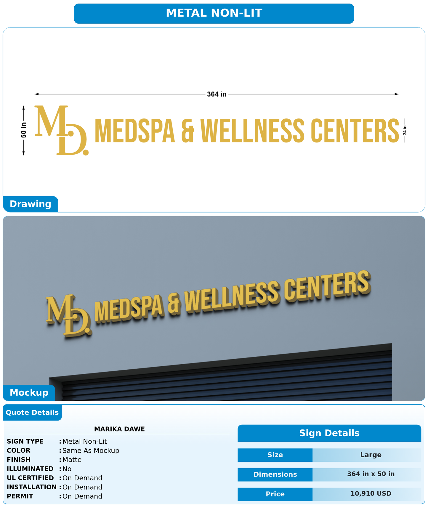 CUSTOM MOCKUP SIGN FOR Marika Dawe
