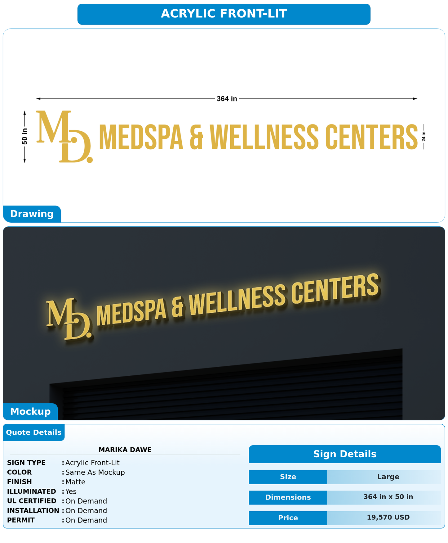 CUSTOM MOCKUP SIGN FOR Marika Dawe