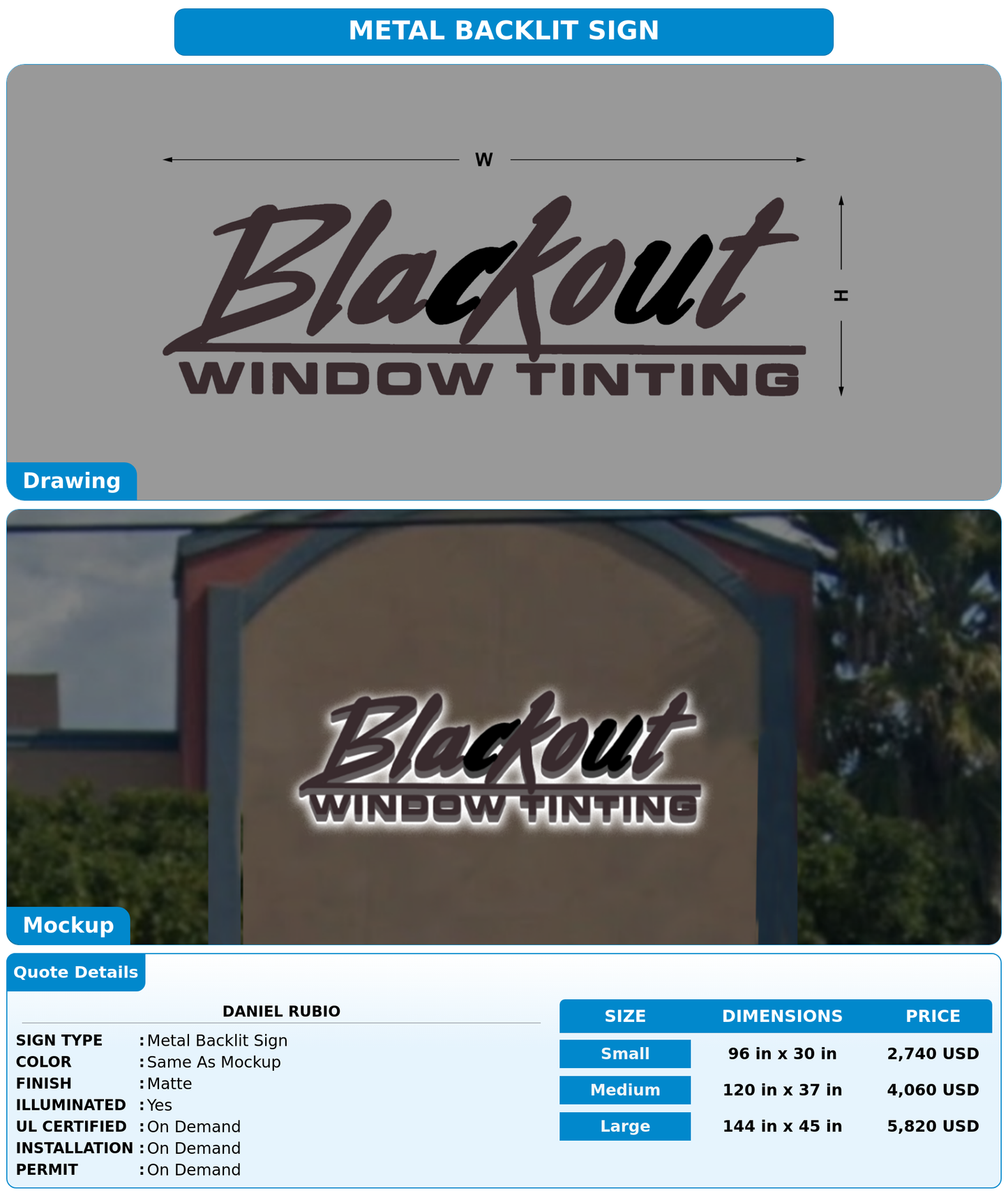 CUSTOM MOCKUP SIGN FOR Daniel Rubio