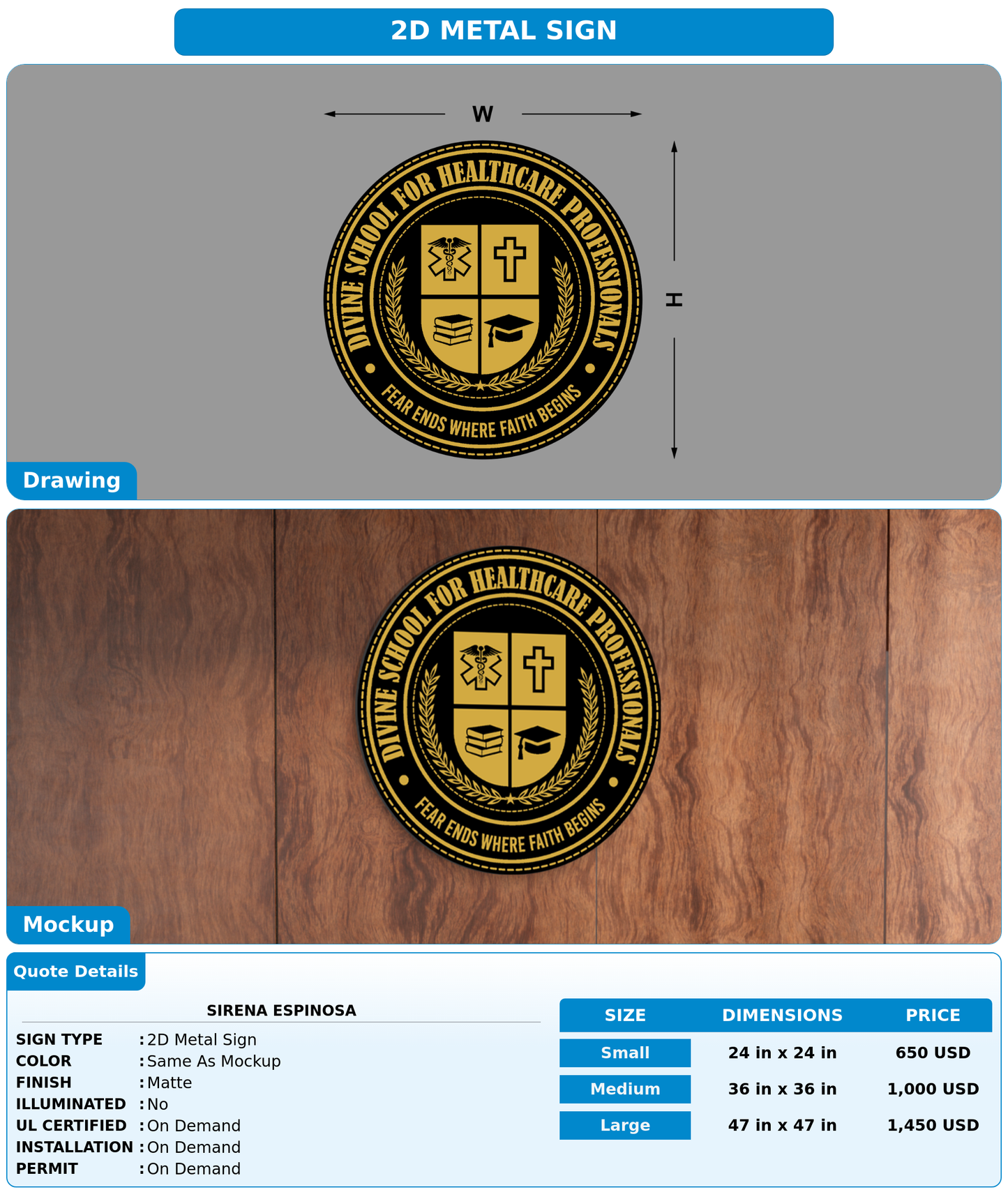 CUSTOM MOCKUP SIGN FOR Sirena Espinosa