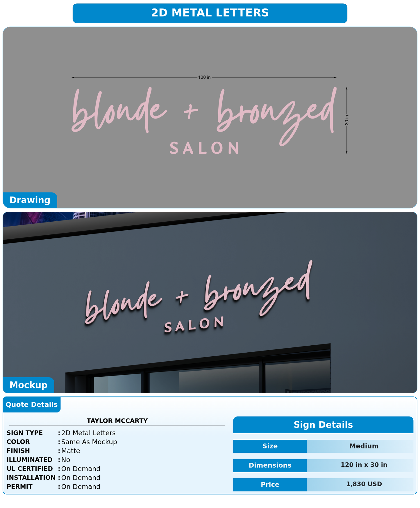 CUSTOM MOCKUP SIGN FOR Taylor McCarty