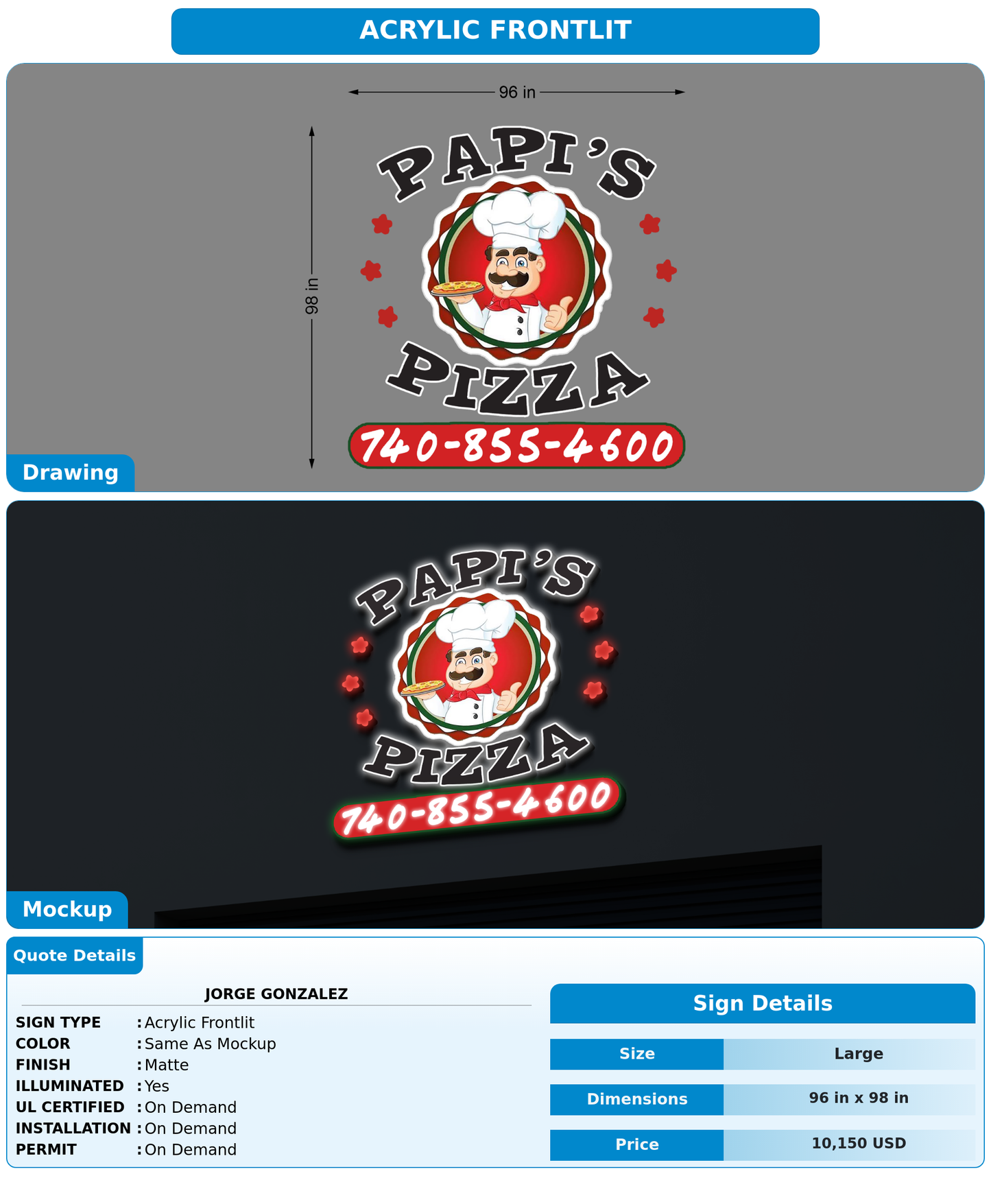 CUSTOM MOCKUP SIGN FOR Jorge gonzalez