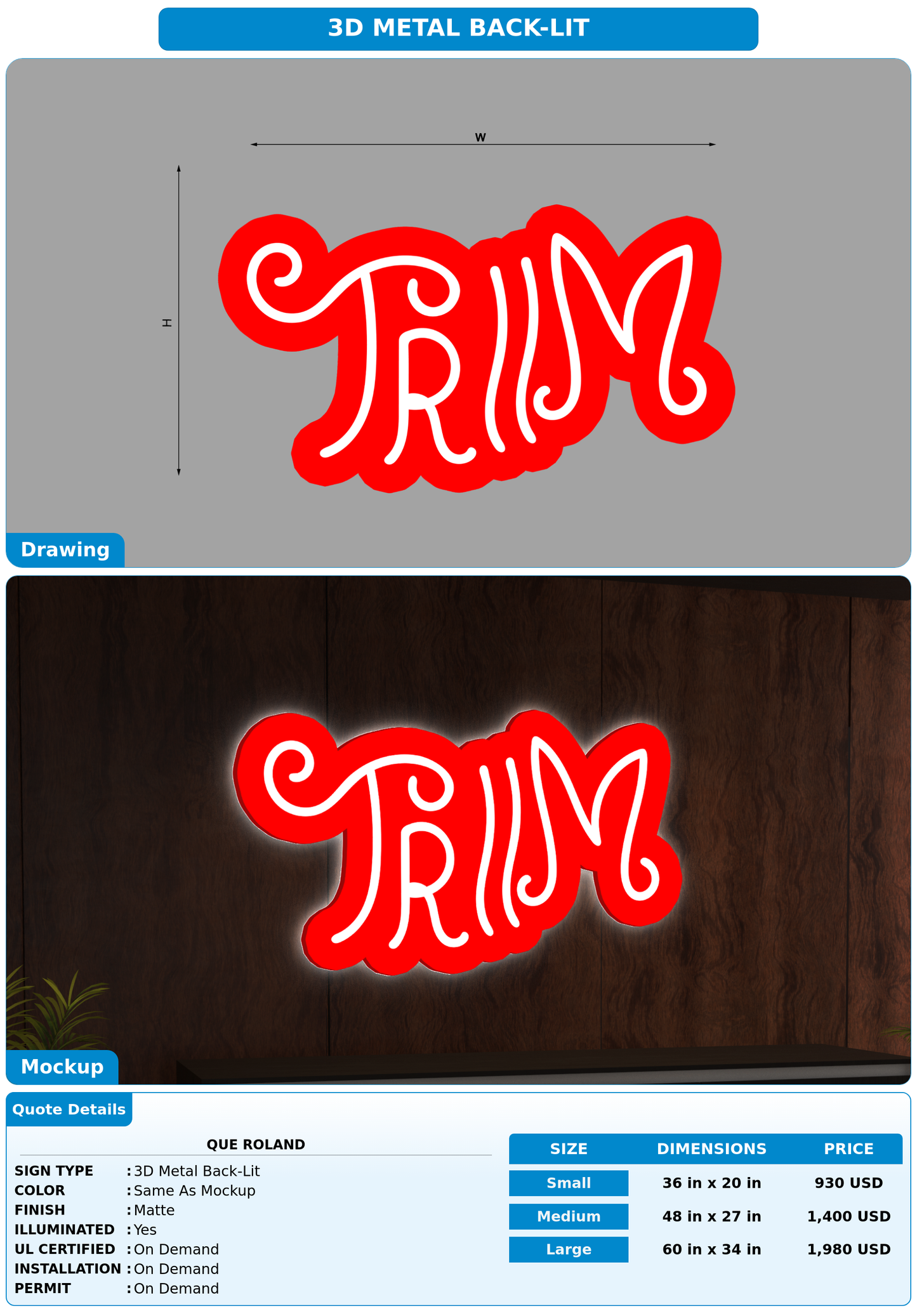 CUSTOM MOCKUP SIGN FOR QUE ROLAND