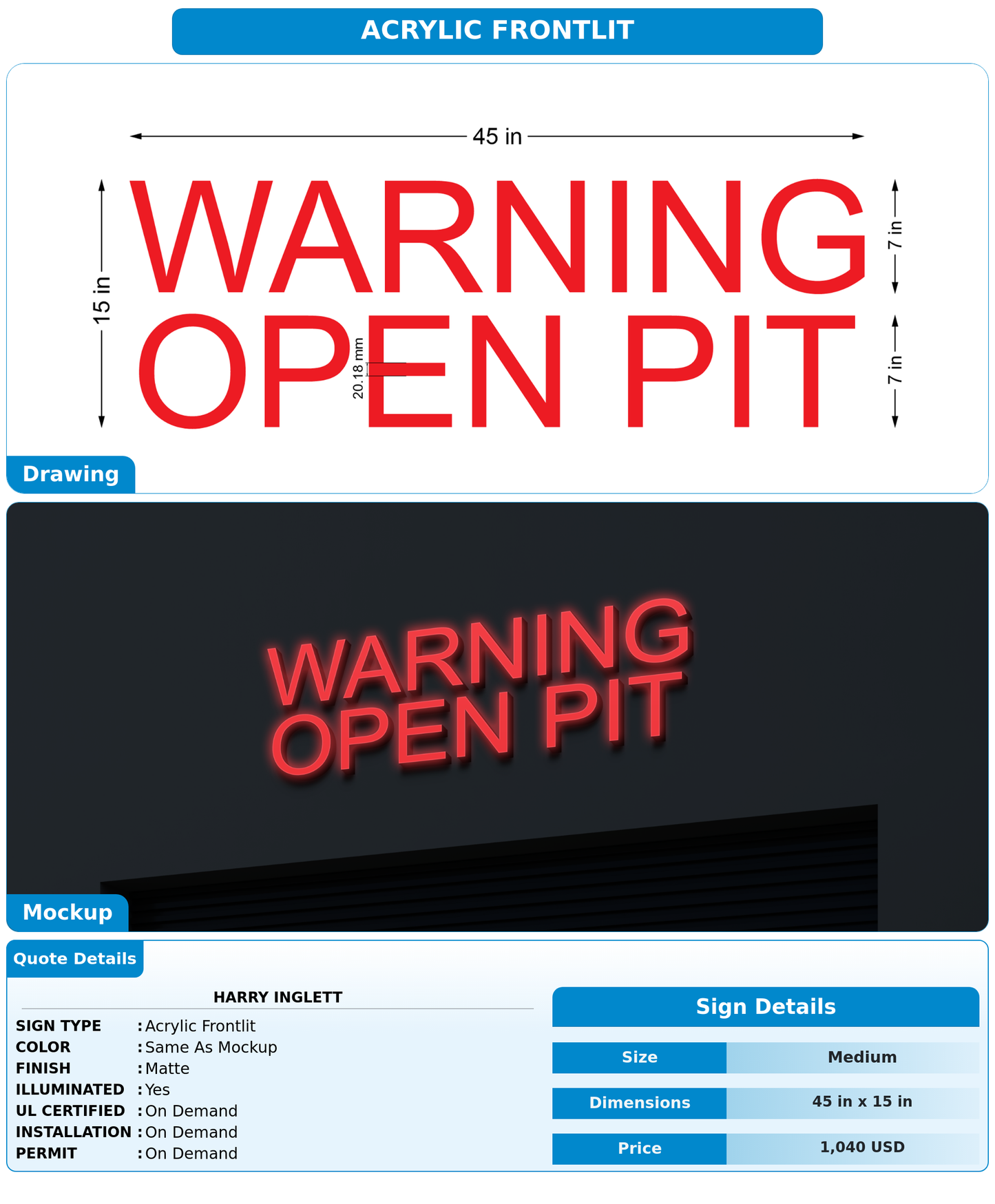 CUSTOM MOCKUP SIGN FOR Harry Inglett