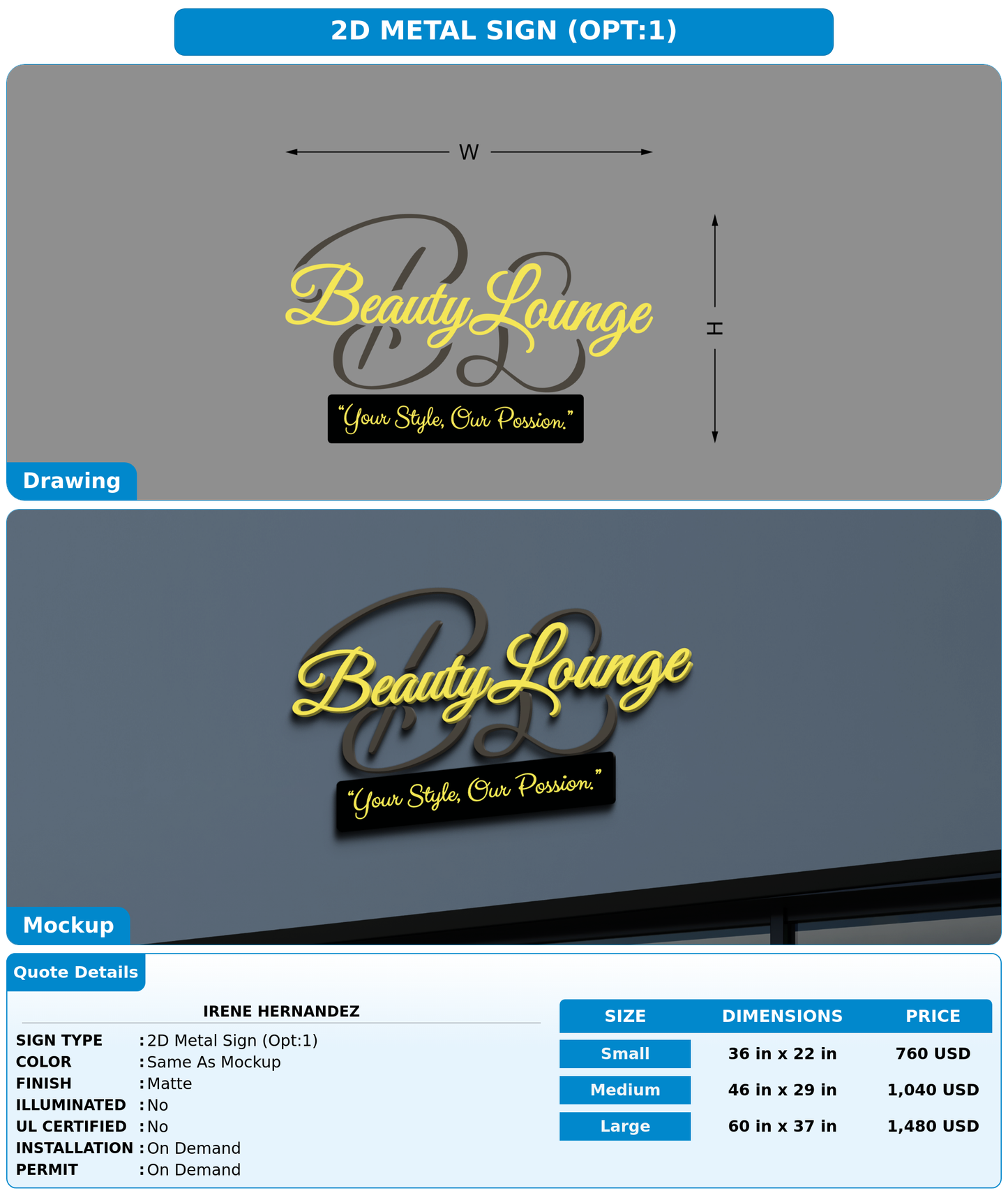 CUSTOM MOCKUP SIGN FOR Irene Hernandez