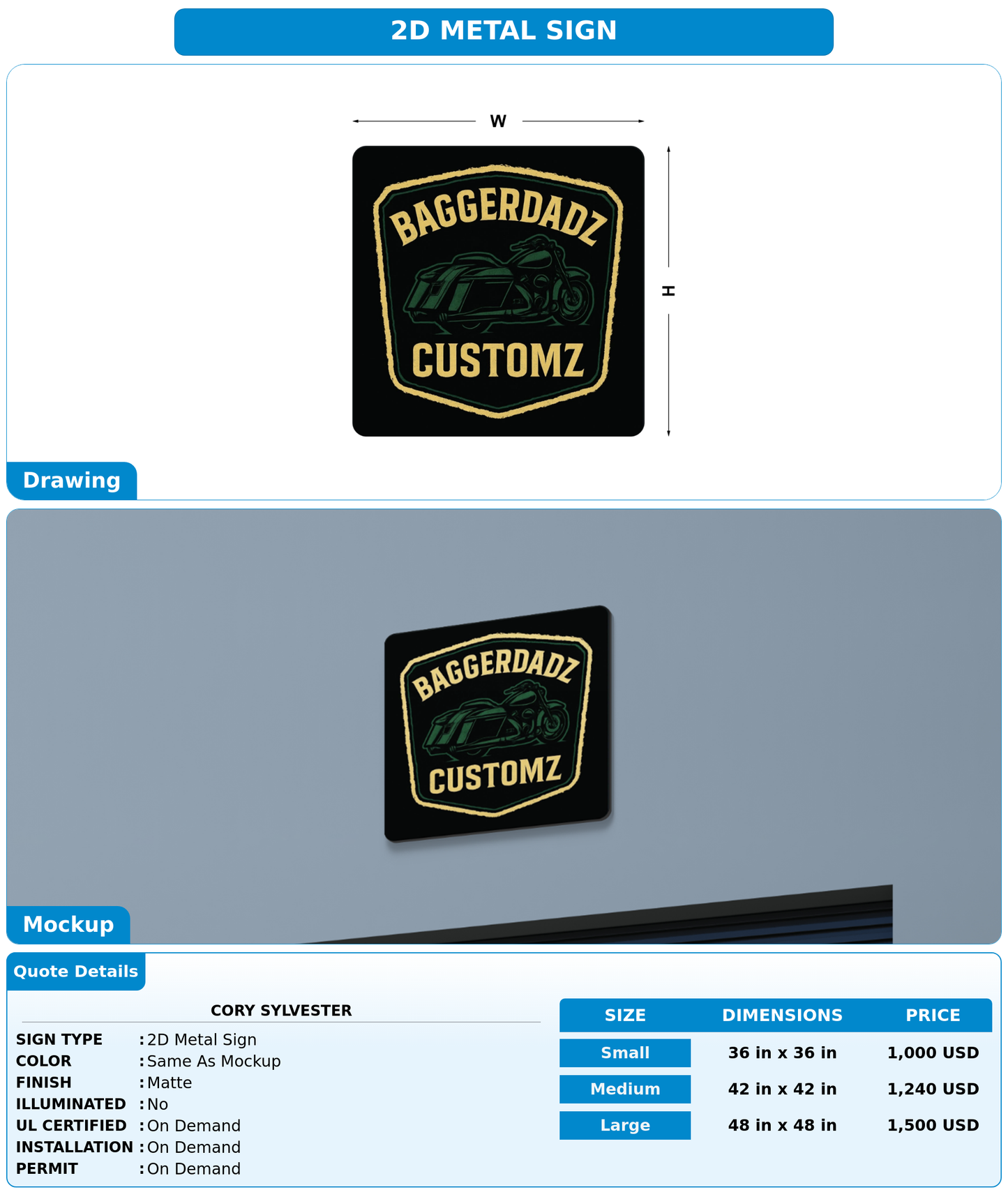 CUSTOM MOCKUP SIGN FOR Cory Sylvester