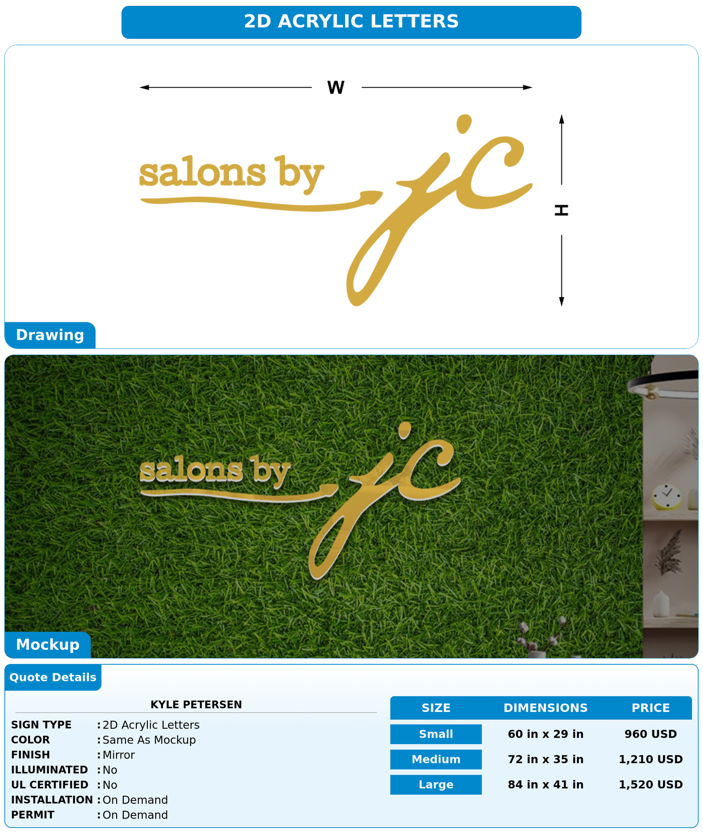 CUSTOM MOCKUP SIGN FOR Kyle Petersen