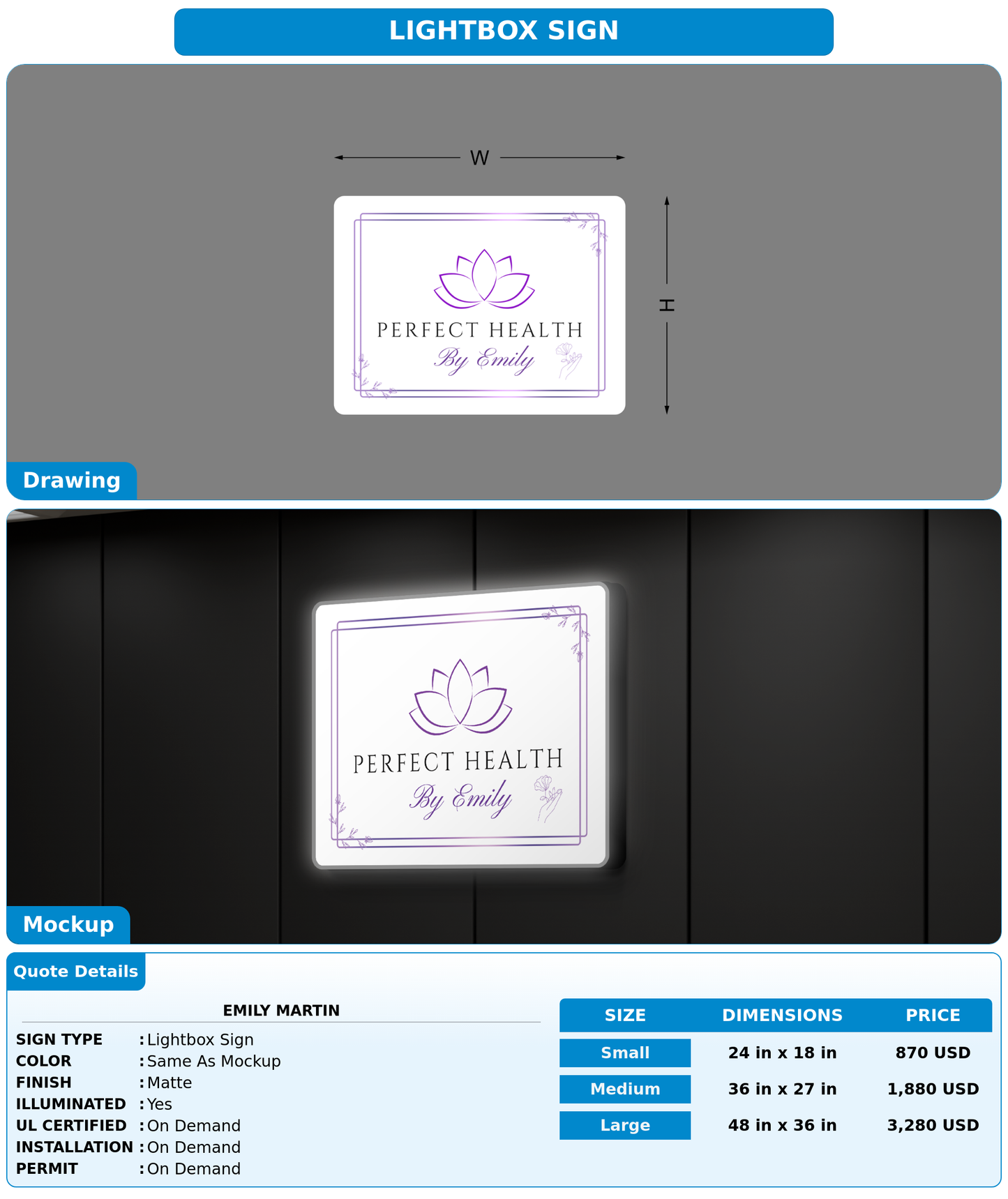 CUSTOM MOCKUP SIGN FOR Emily Martin