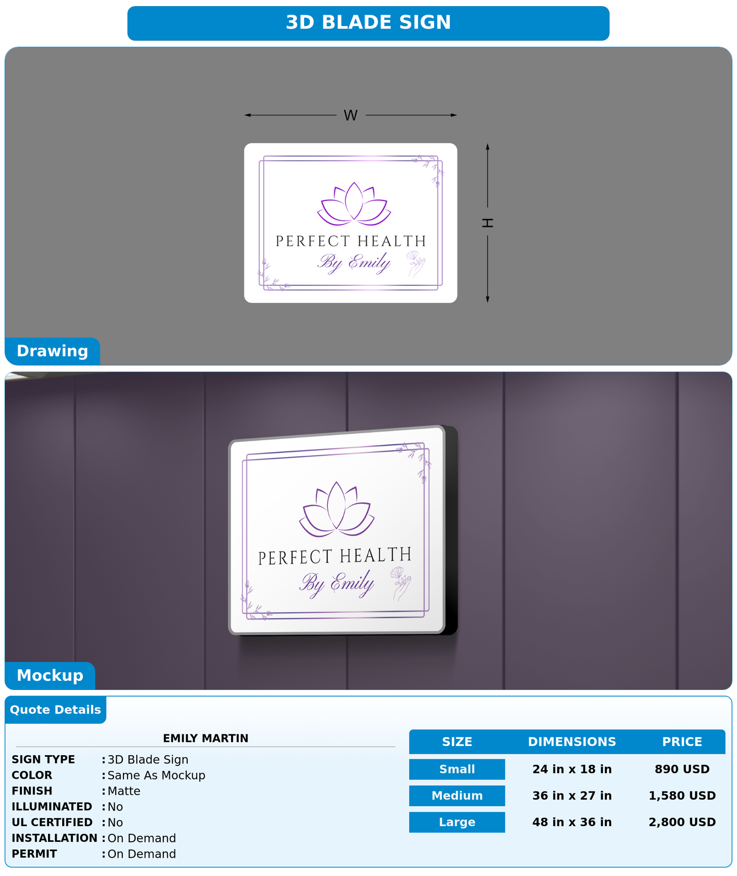 CUSTOM MOCKUP SIGN FOR Emily Martin