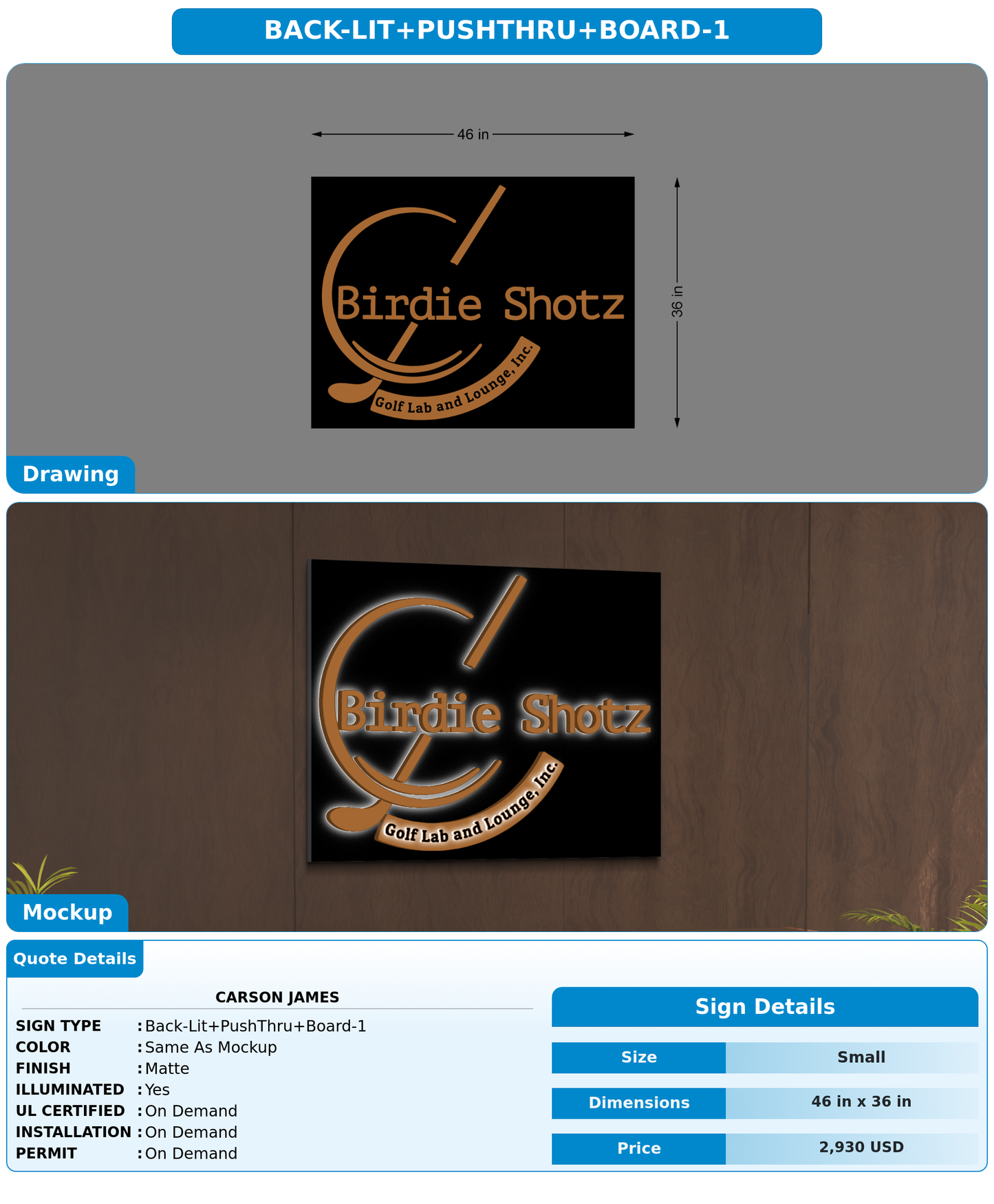CUSTOM MOCKUP SIGN FOR Carson James