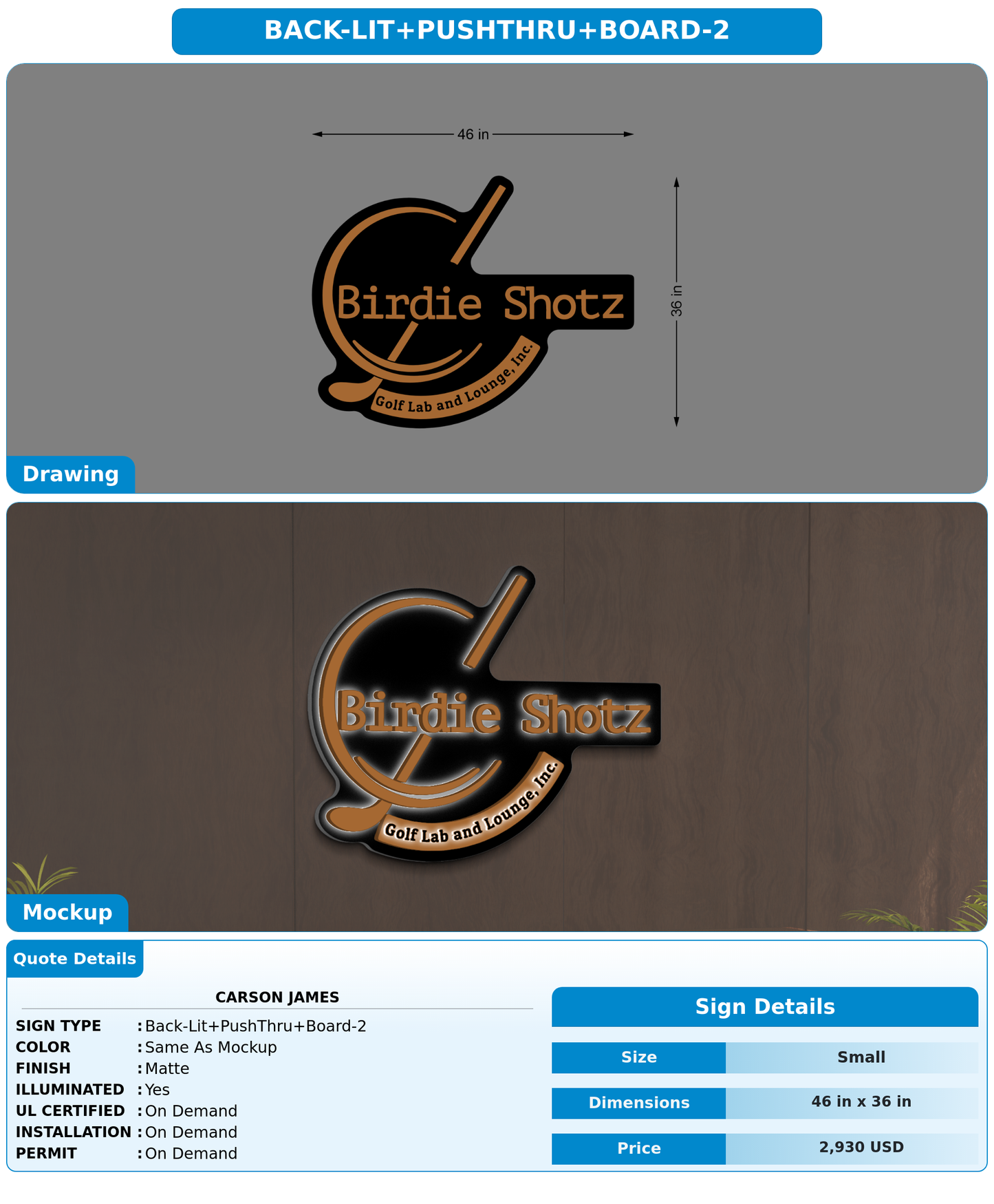 CUSTOM MOCKUP SIGN FOR Carson James