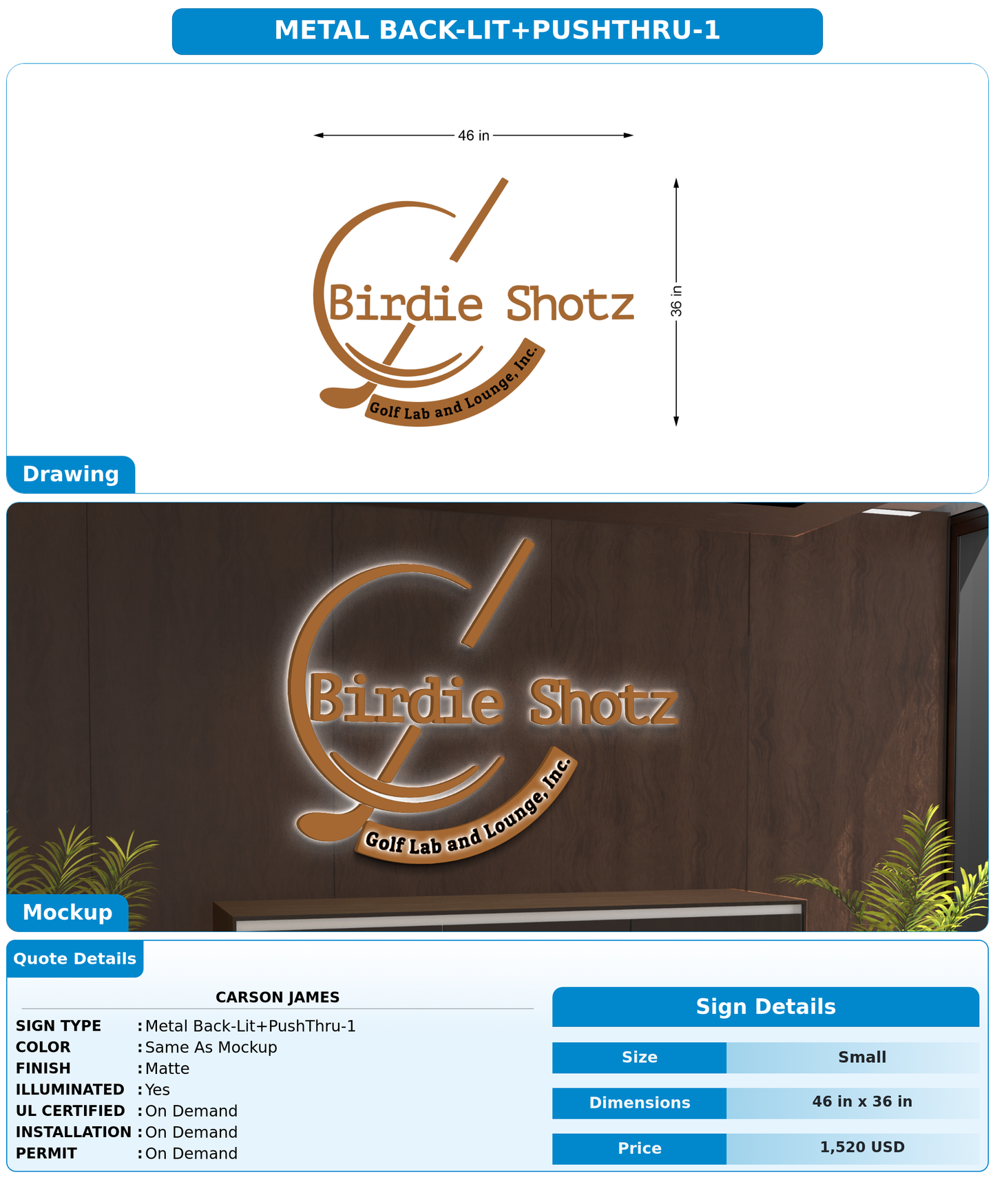 CUSTOM MOCKUP SIGN FOR Carson James