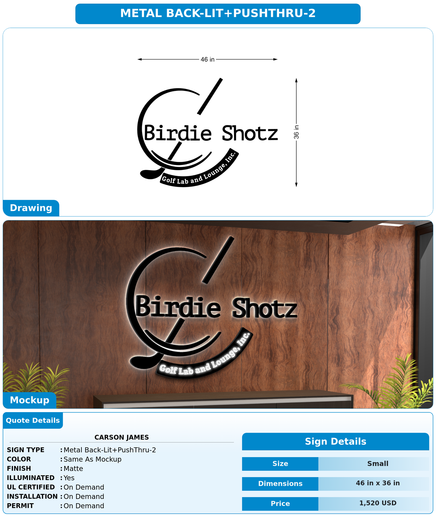CUSTOM MOCKUP SIGN FOR Carson James
