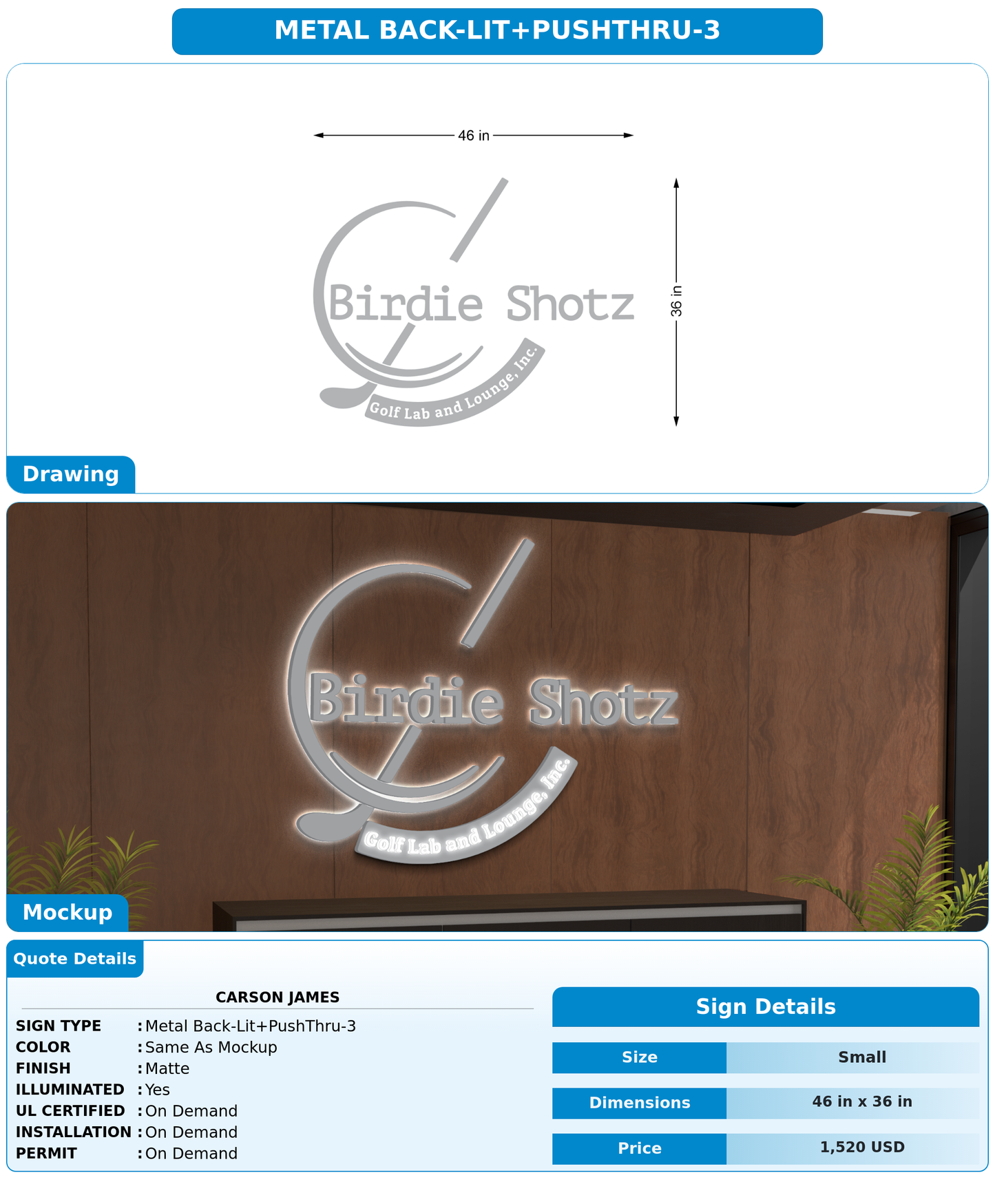 CUSTOM MOCKUP SIGN FOR Carson James