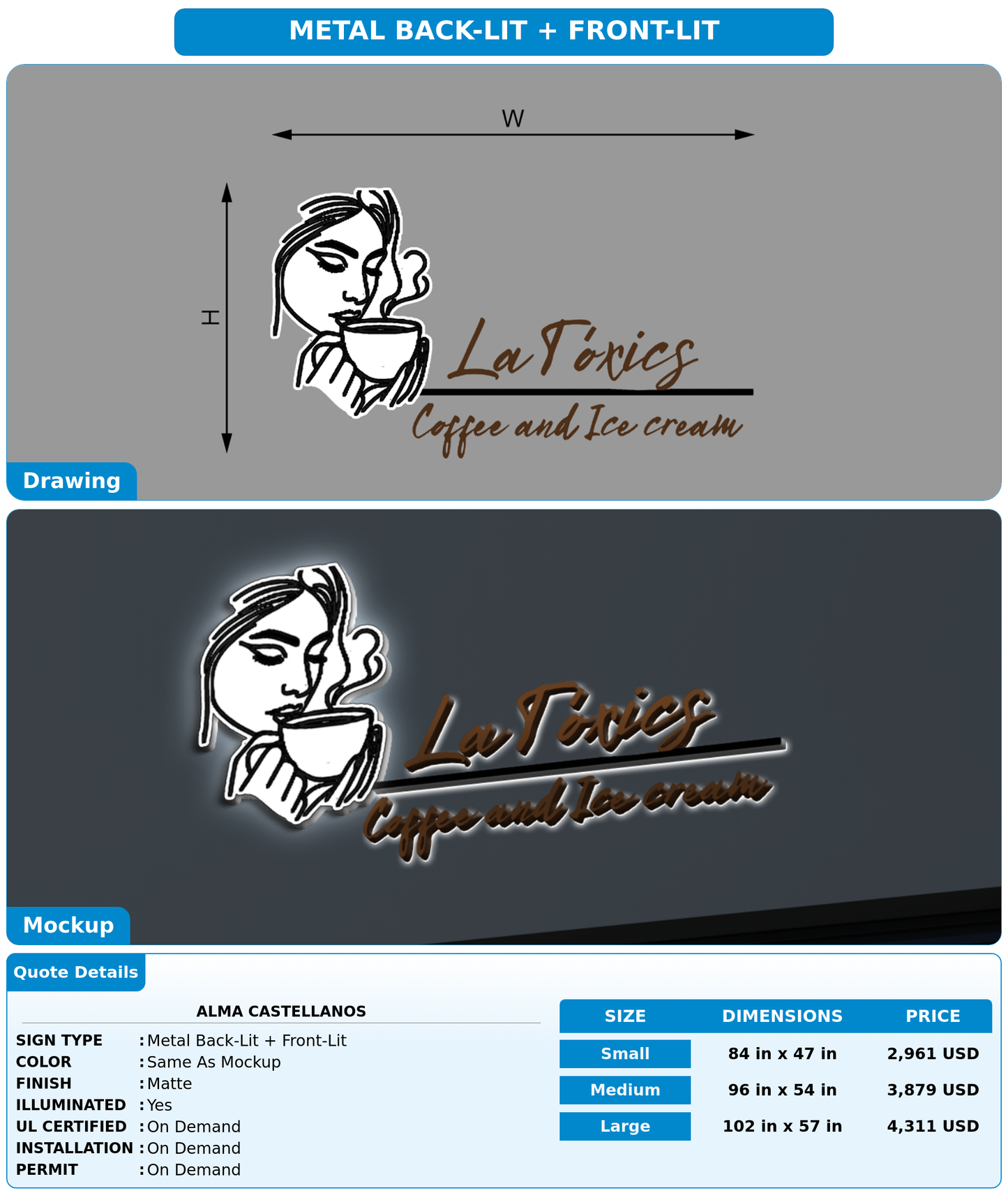 CUSTOM MOCKUP SIGN FOR Alma Castellanos