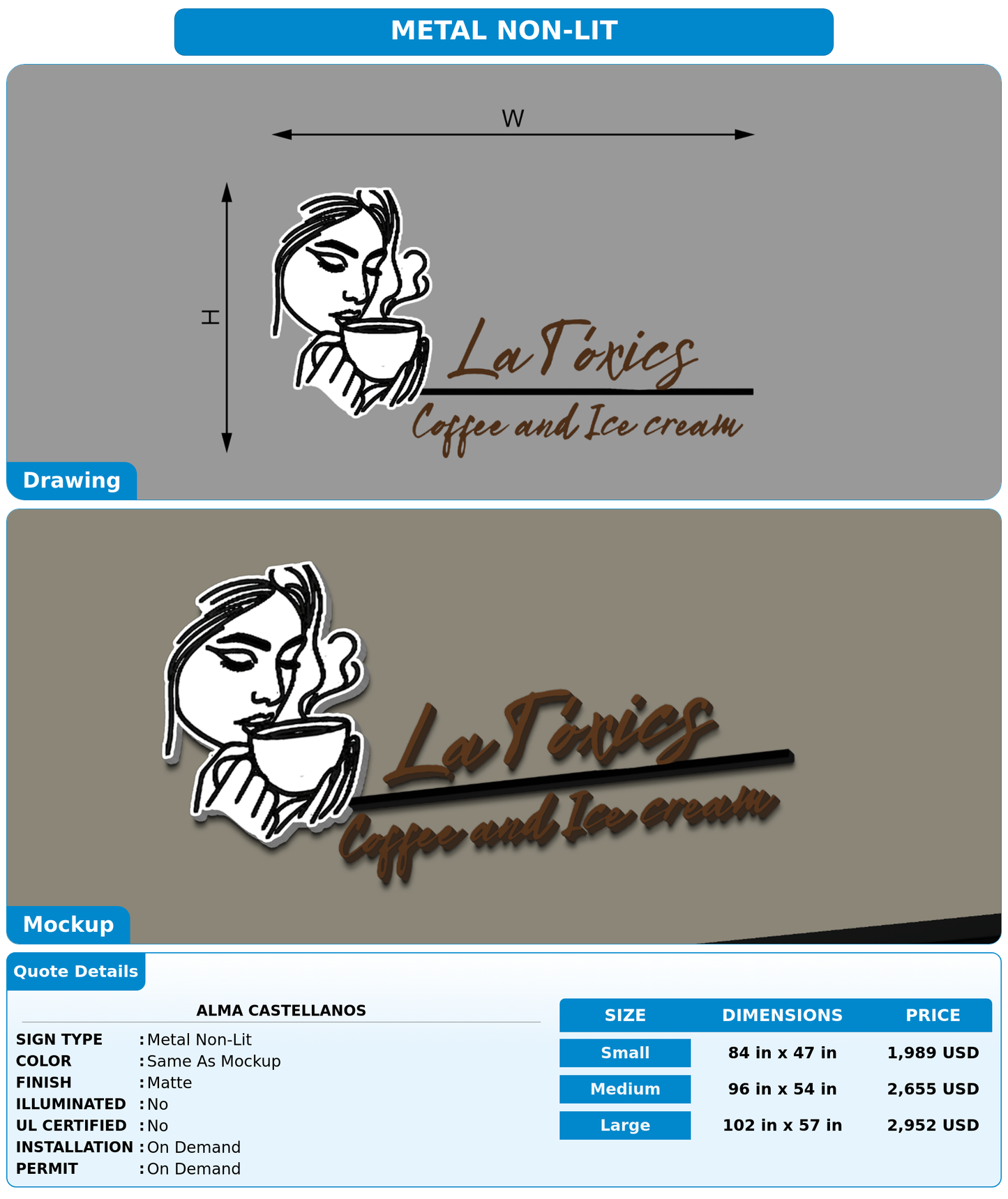 CUSTOM MOCKUP SIGN FOR Alma Castellanos