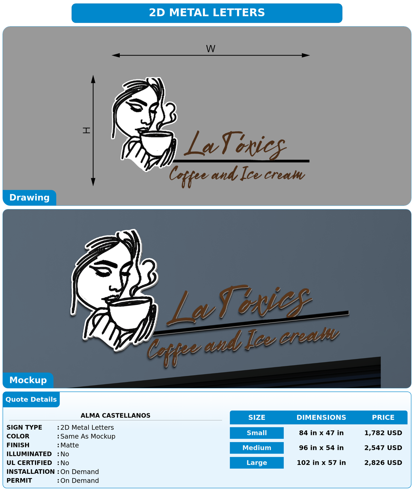 CUSTOM MOCKUP SIGN FOR Alma Castellanos