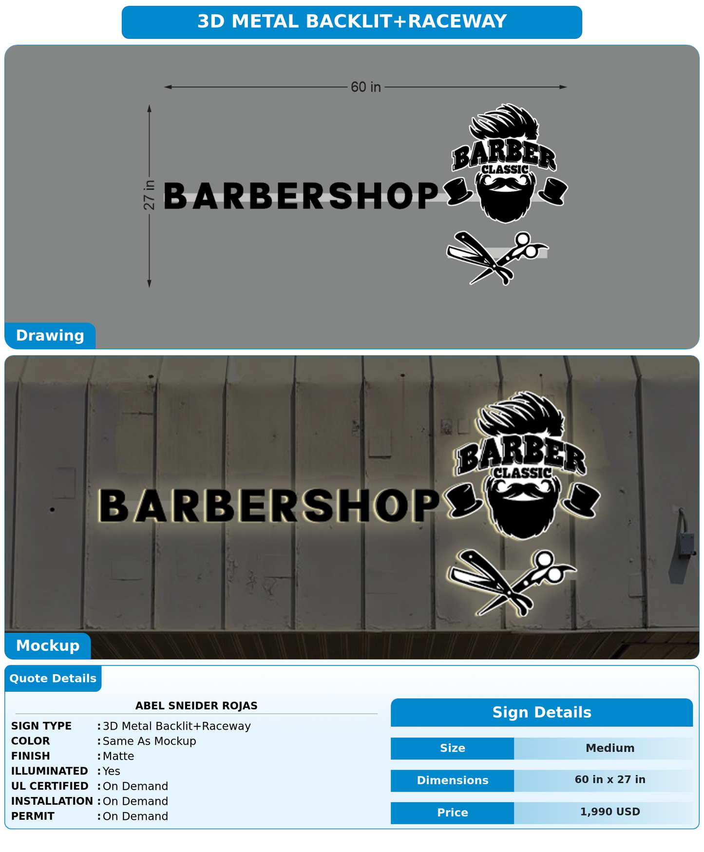 CUSTOM MOCKUP SIGN FOR Abel Sneider Rojas