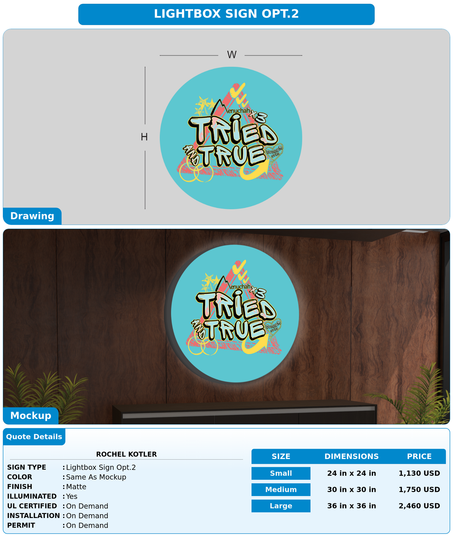 CUSTOM MOCKUP SIGN FOR Rochel Kotler