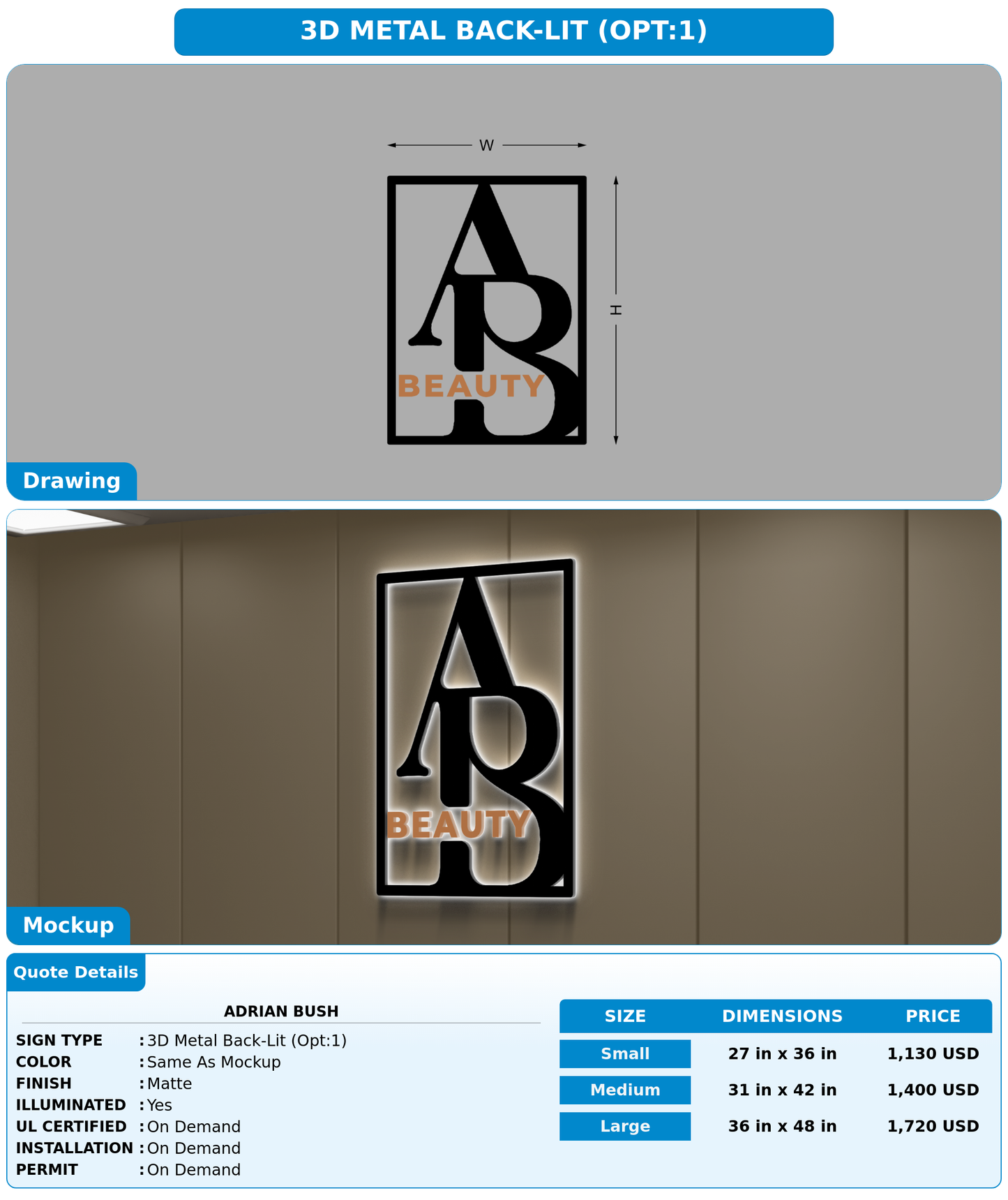 CUSTOM MOCKUP SIGN FOR Adrian bush