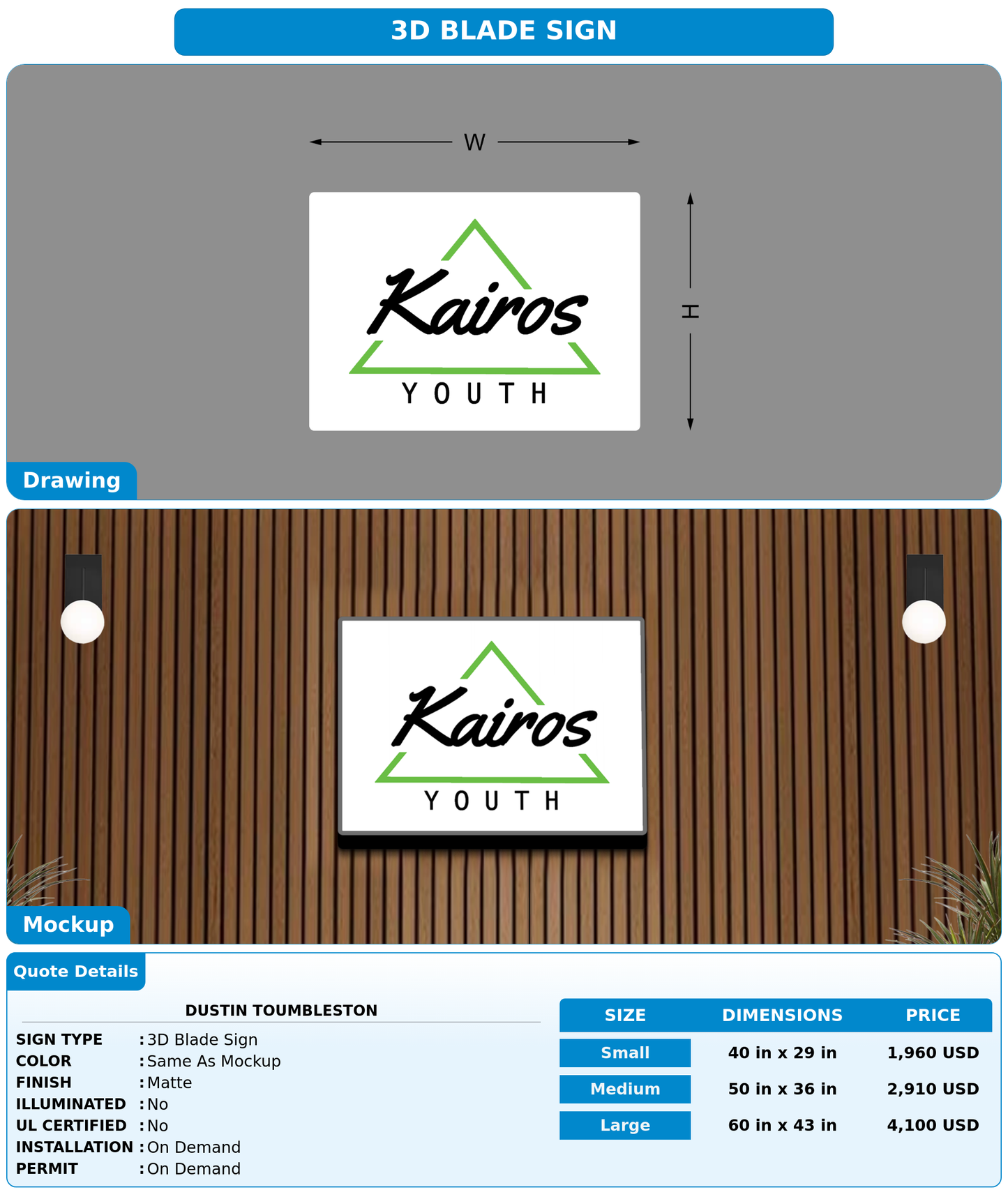 CUSTOM MOCKUP SIGN FOR Dustin Toumbleston